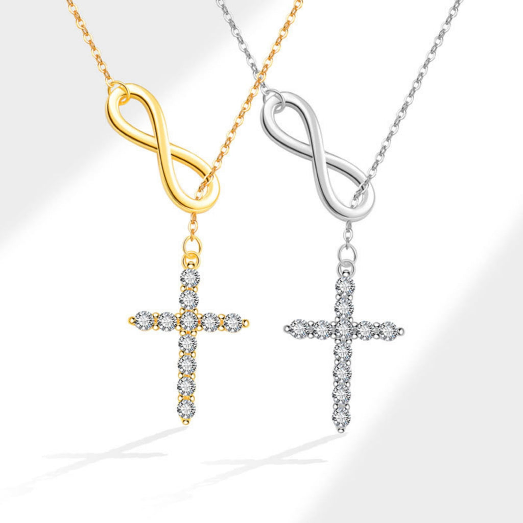14K Plated Zirconia Cross Pendant Necklace for Women with 925
