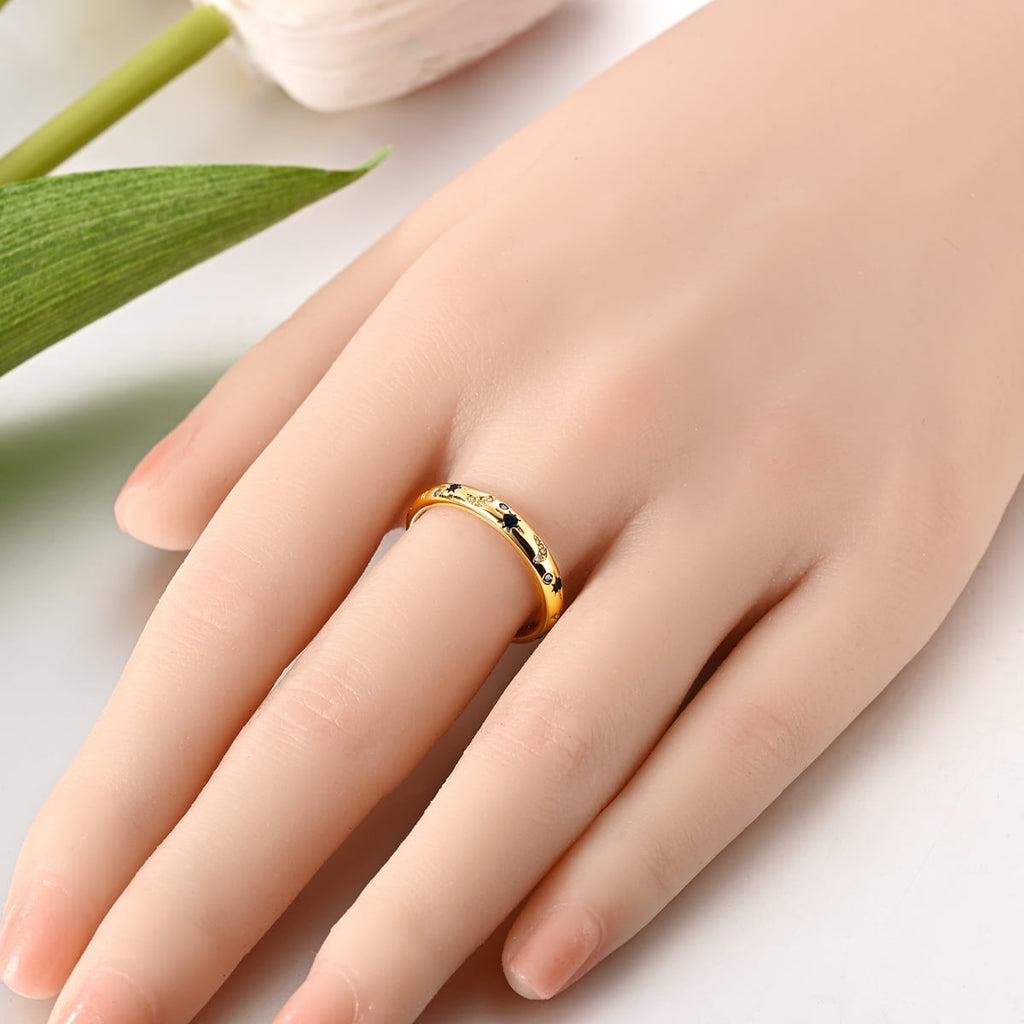 Starry Night 925 Sterling Finger Ring Blue AAA CZ For Women Jewelry
