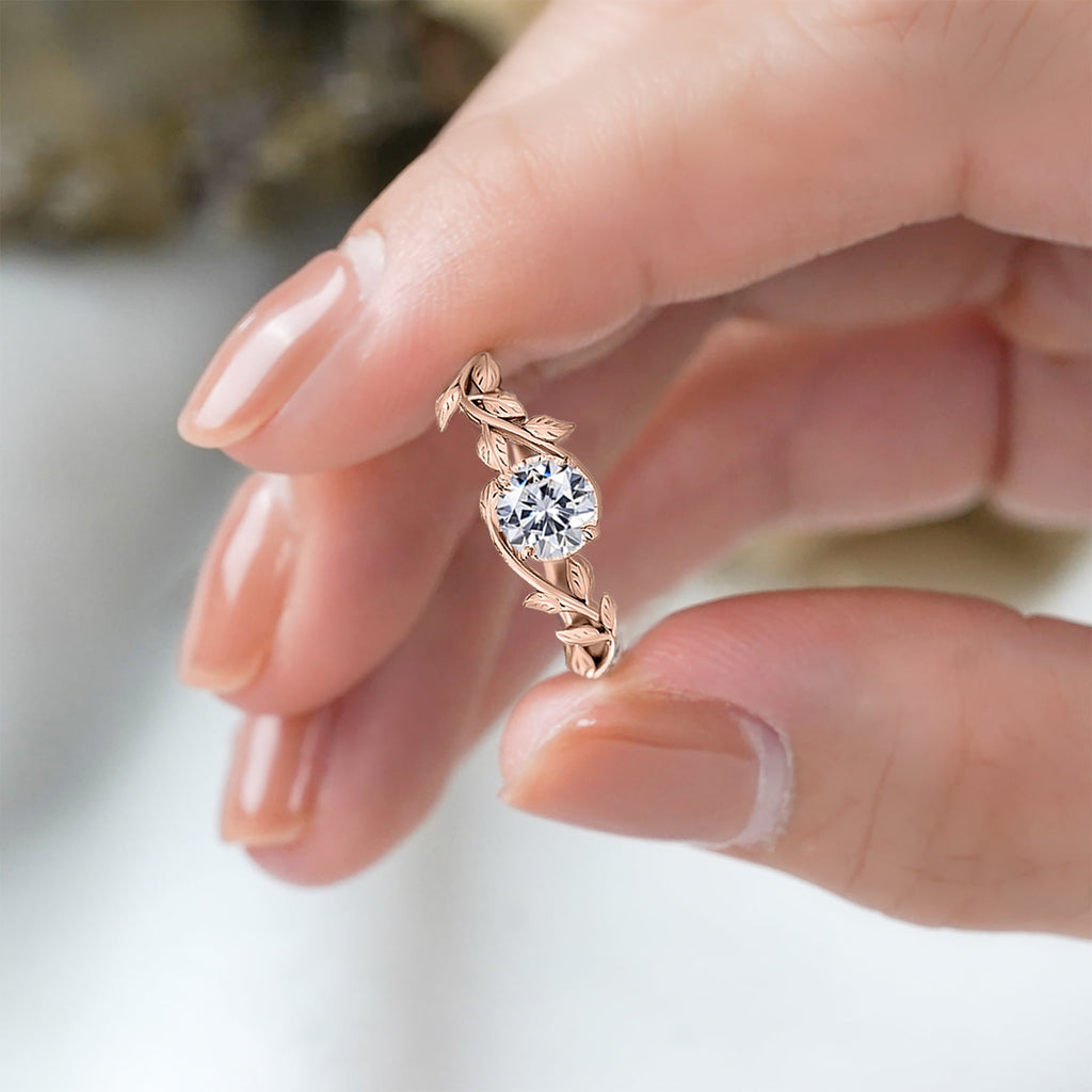 0.50 Round Cut Bohemian Engagement Ring - Vintage Ring - 18k White Plating for Women