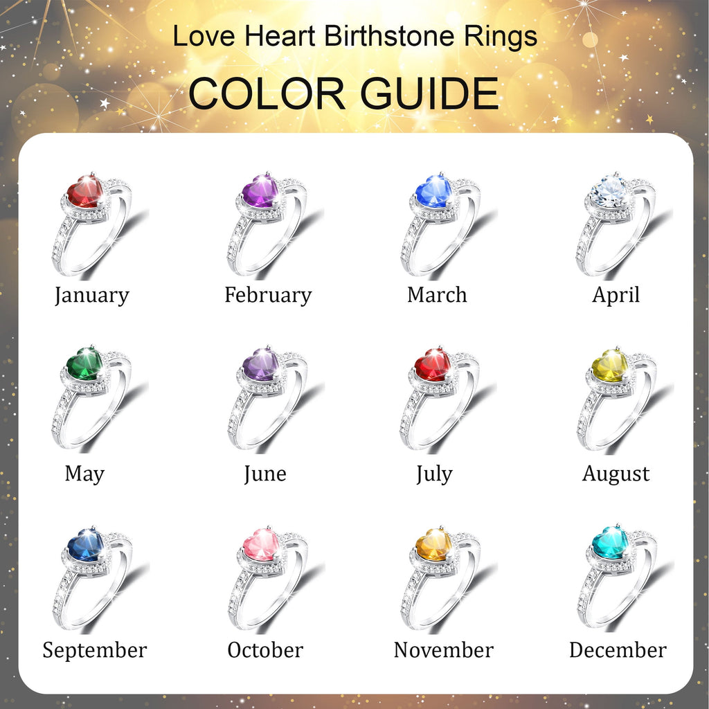 S925 Sterling Plated Heart Rings for Women Girls April Ring with CZ Eternity Band Wedding Easter Basket Stuffers Jewelry Gifts Teen Adults Kids