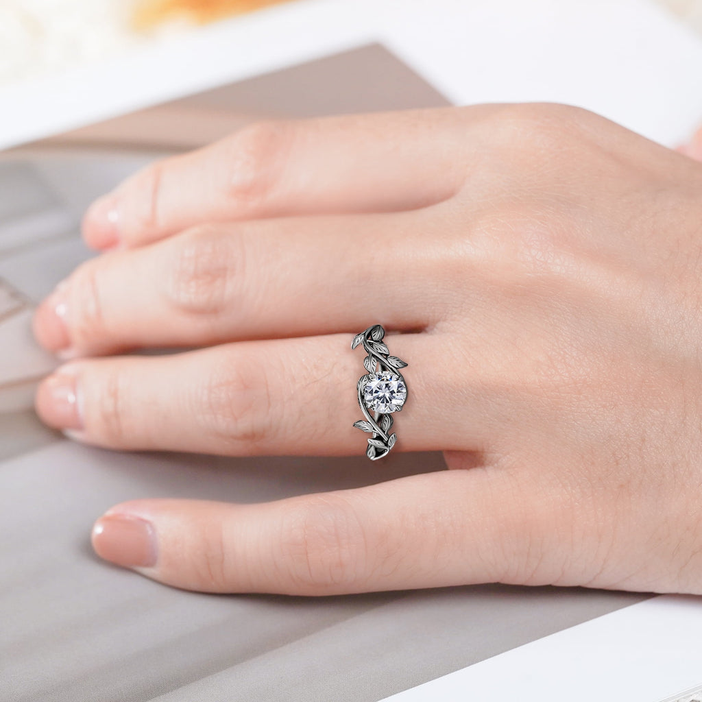0.50 Round Cut Bohemian Engagement Ring - Vintage Ring - 18k White Plating for Women