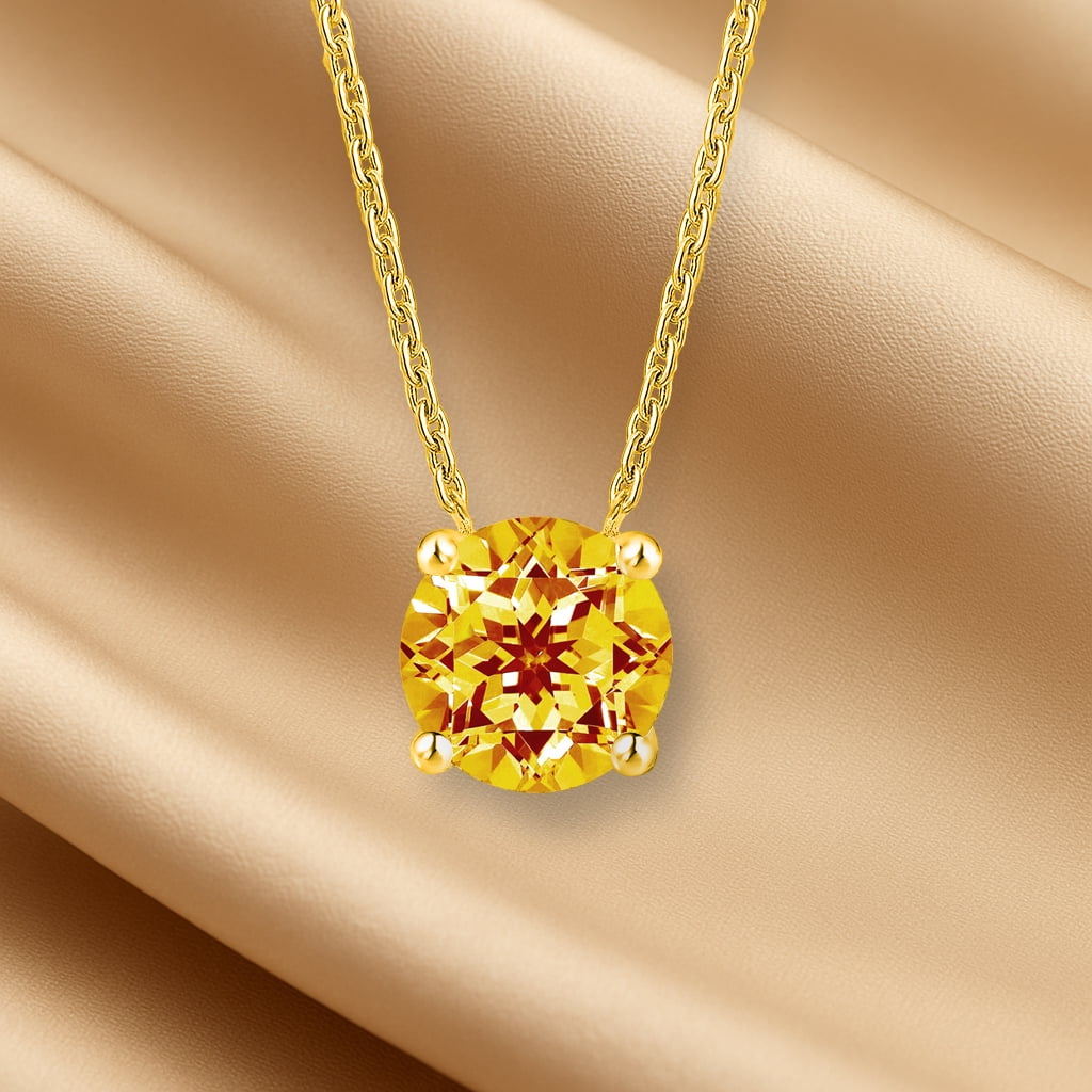 1 - April Solitaire Pendant Necklace in 18K White over , Female, Adult