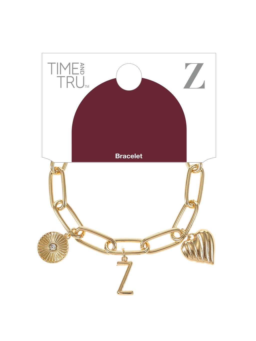 Goldtone Initial Charm Bracelet, Initial J