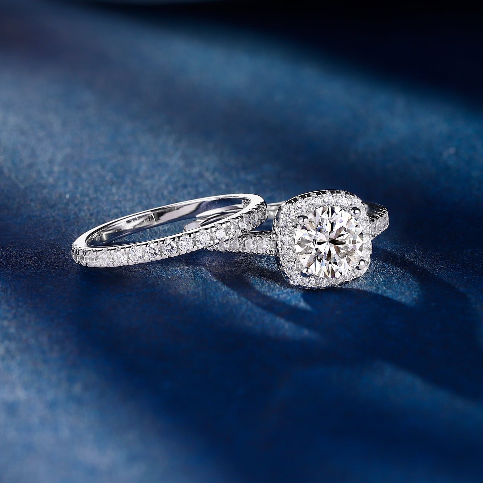 Halo Wedding Ring Set for Women Bridal Sets 925 Sterling AAAAA Zirconia Size 7