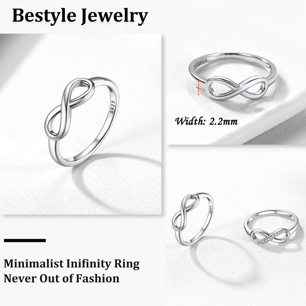 Created Diamond Engagement Rings for Women 925 Sterling Infinity Wedding Band Gifts Size 4-12