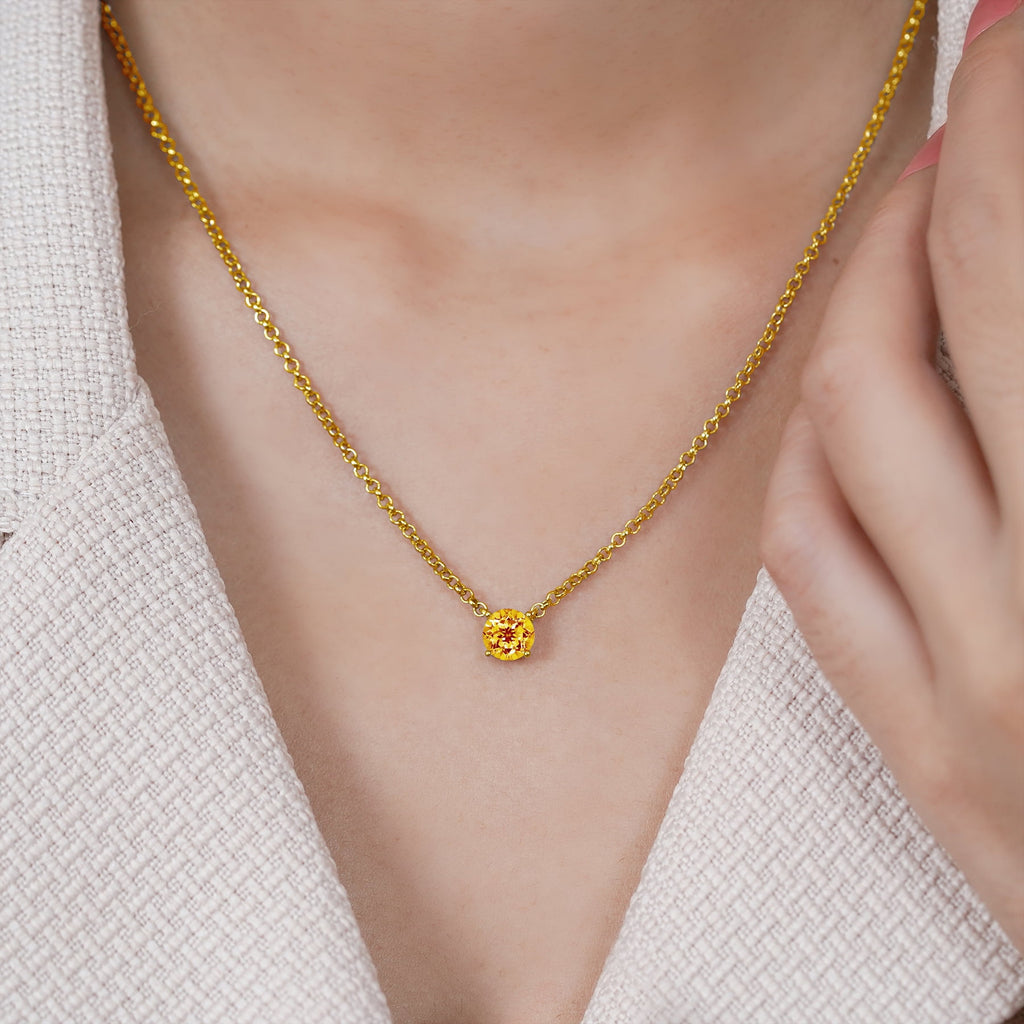 1 - April Solitaire Pendant Necklace in 18K White over , Female, Adult