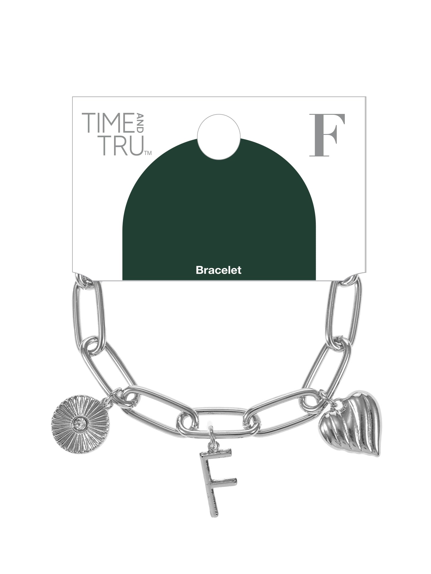 Silvertone Initial Charm Bracelet, Initial M