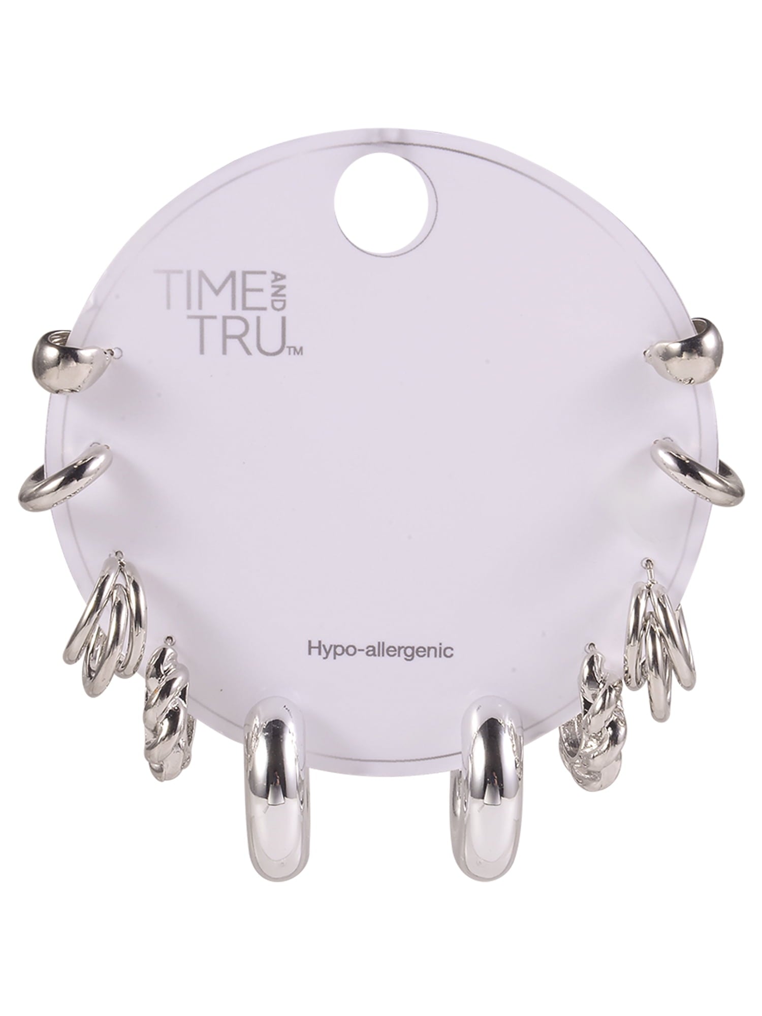 Adult Female -Tone 5 Pair Twisted Triple Hoop Stacker Earring Set