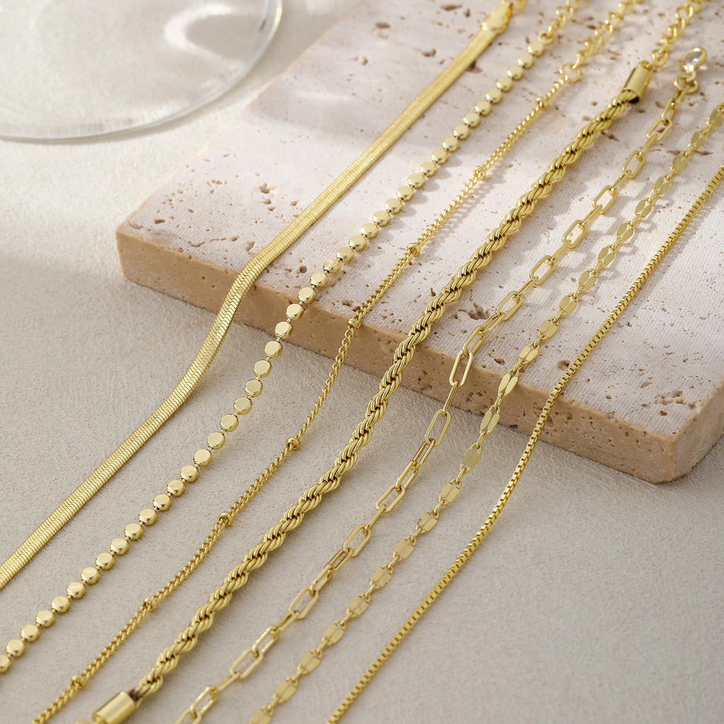 6PCS Bracelets for Women 14K Plated Dainty Layered Stacking Jewelry Set Gifts