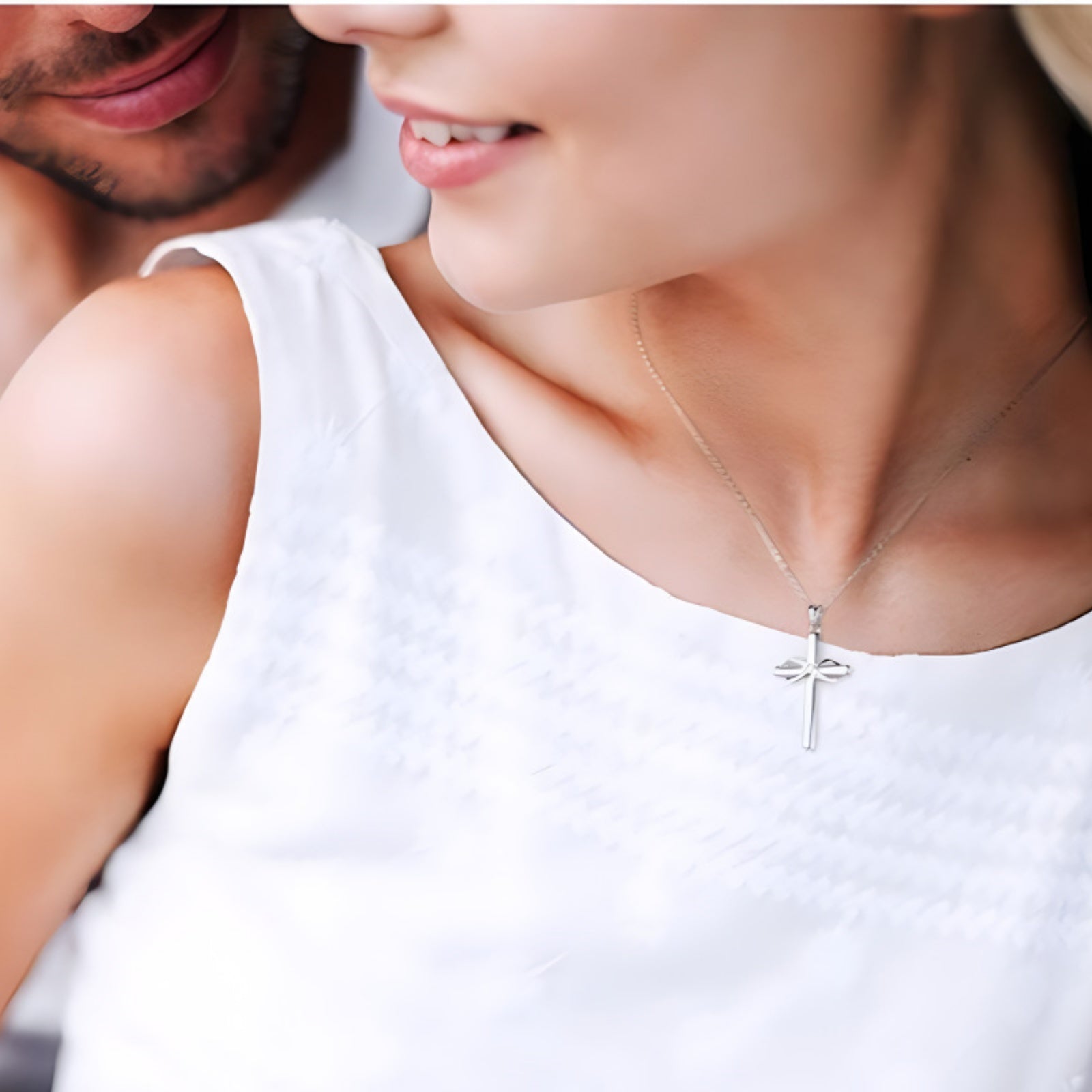 14K Plated Zirconia Cross Pendant Necklace for Women with 925