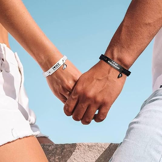 Magnetic Couples Bracelet, Adjustable Matching Macrame Bracelets, Stainless Steel Distance Relationship Bracelet, BF and GF Gifts
