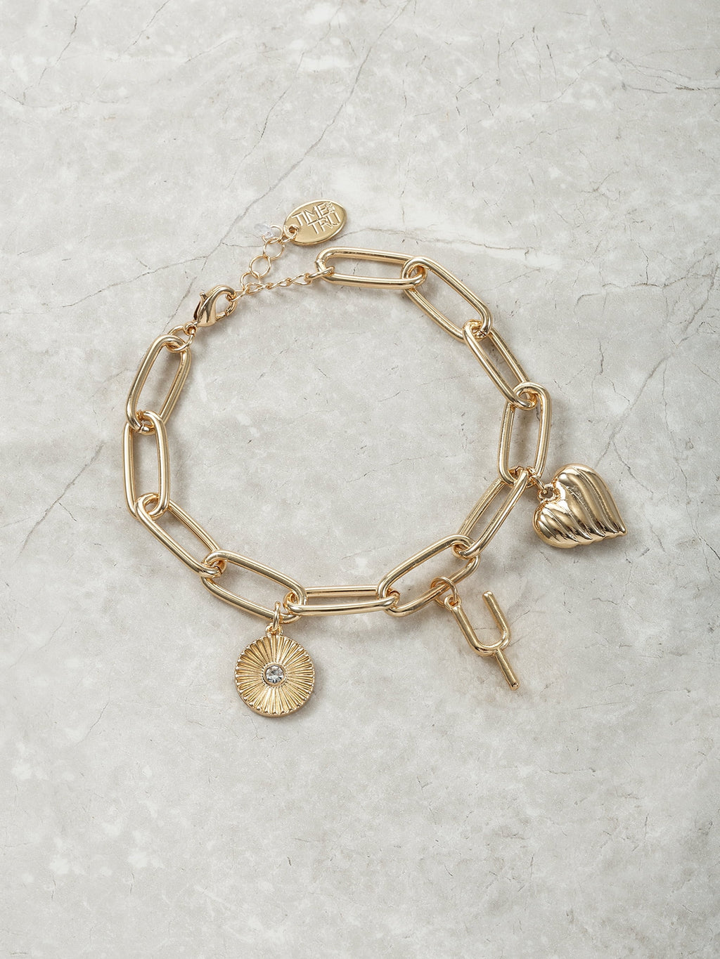 Goldtone Initial Charm Bracelet, Initial J