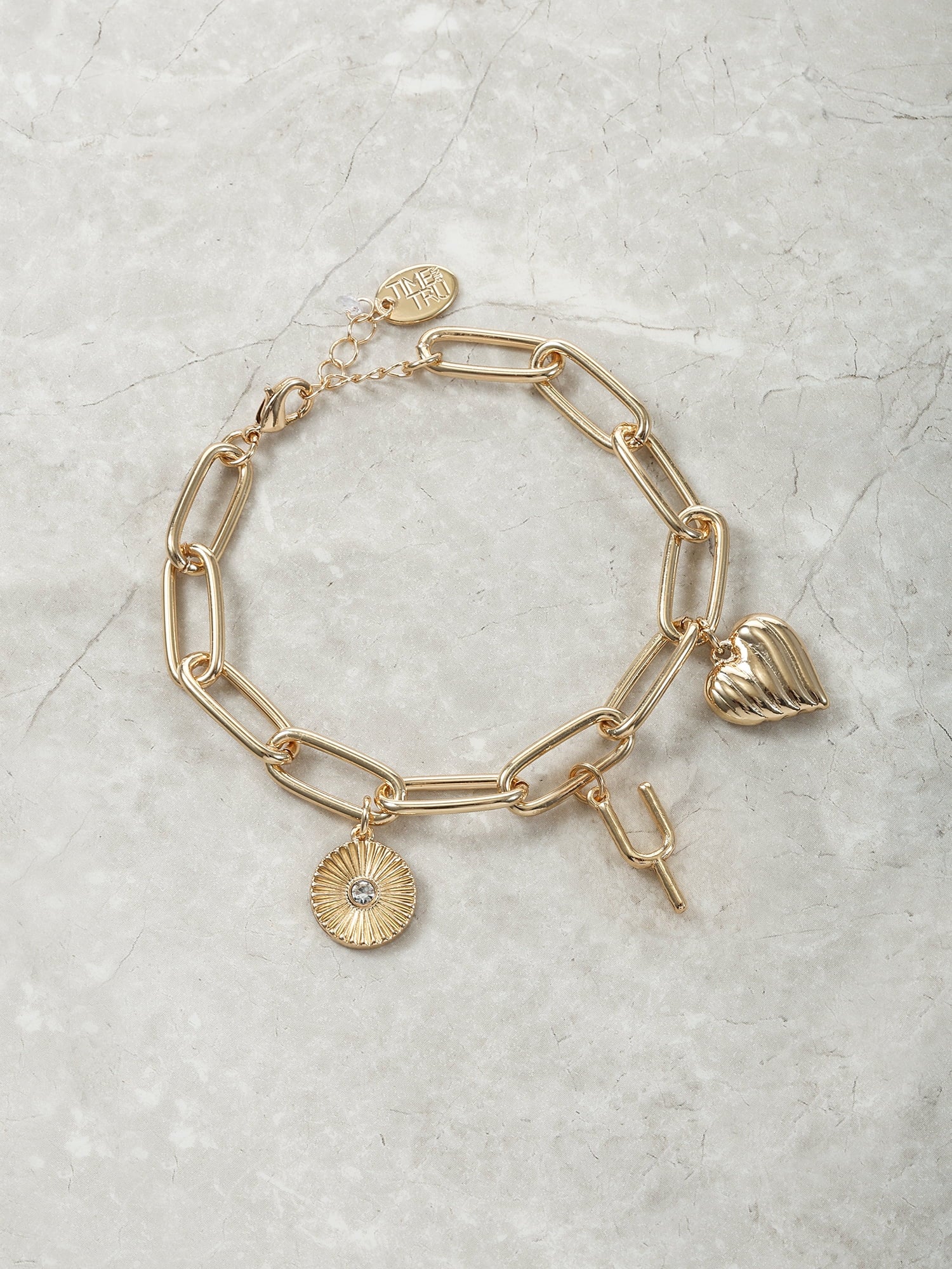 Goldtone Initial Charm Bracelet, Initial J