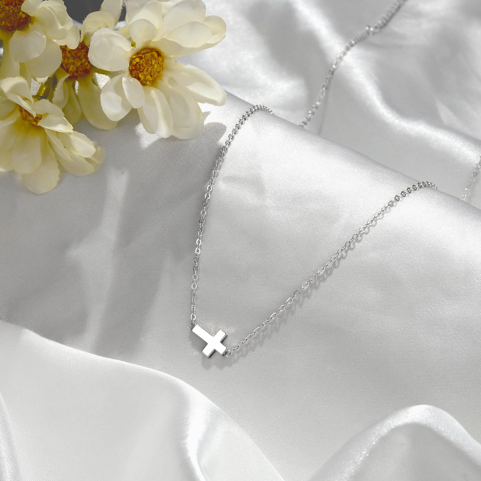 14K Plated Dainty Tiny Cross Pendant Necklace for Women Jewelry Personalizedt First Communion Christian Baptism Easter Gifts for Her Kid Girls