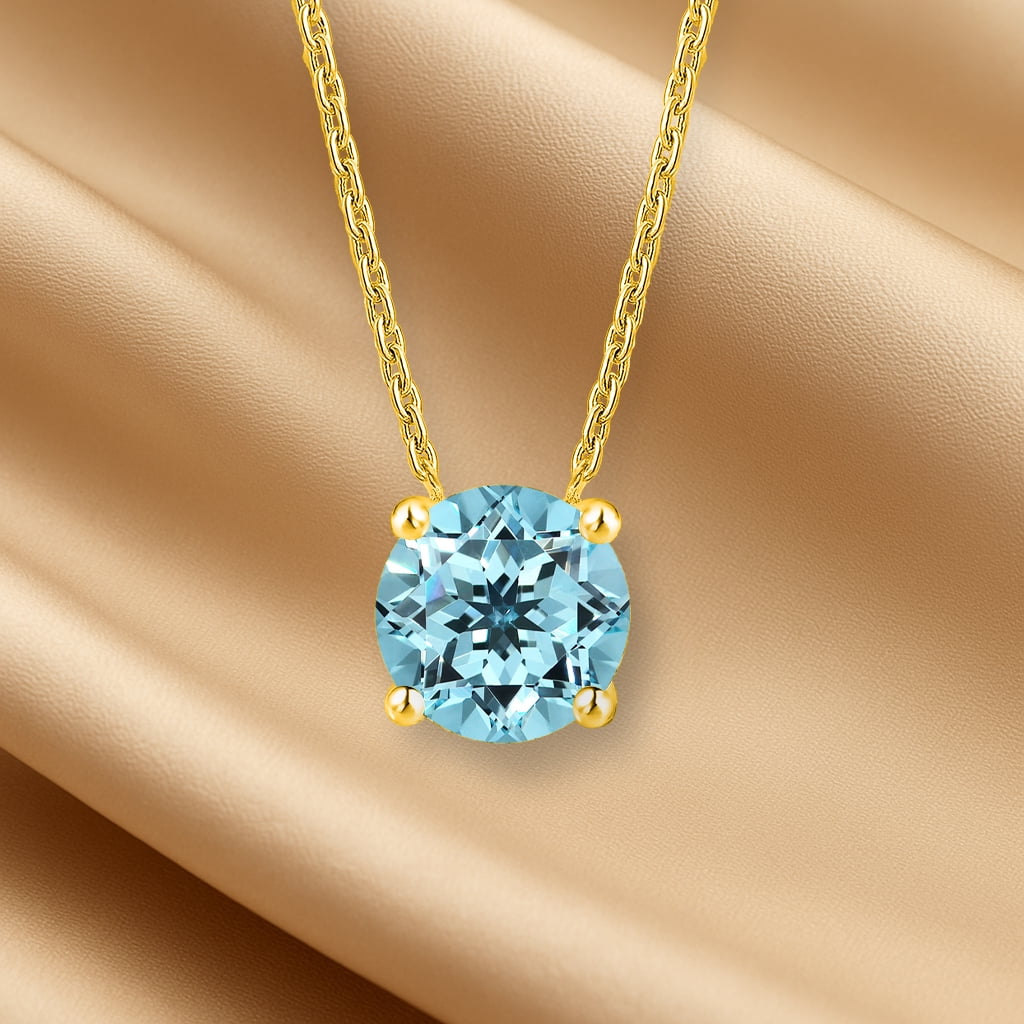 1 - April Solitaire Pendant Necklace in 18K White over , Female, Adult