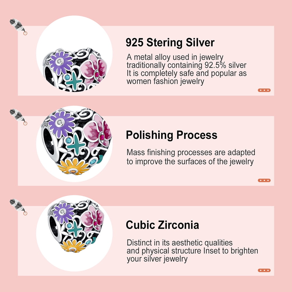 925 Sterling Charm for Bracelets Four Leaf Clover Lucky OpenWork Bead Charm Women Bracelet Charm