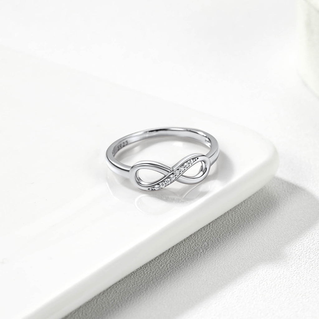 Created Diamond Engagement Rings for Women 925 Sterling Infinity Wedding Band Gifts Size 4-12