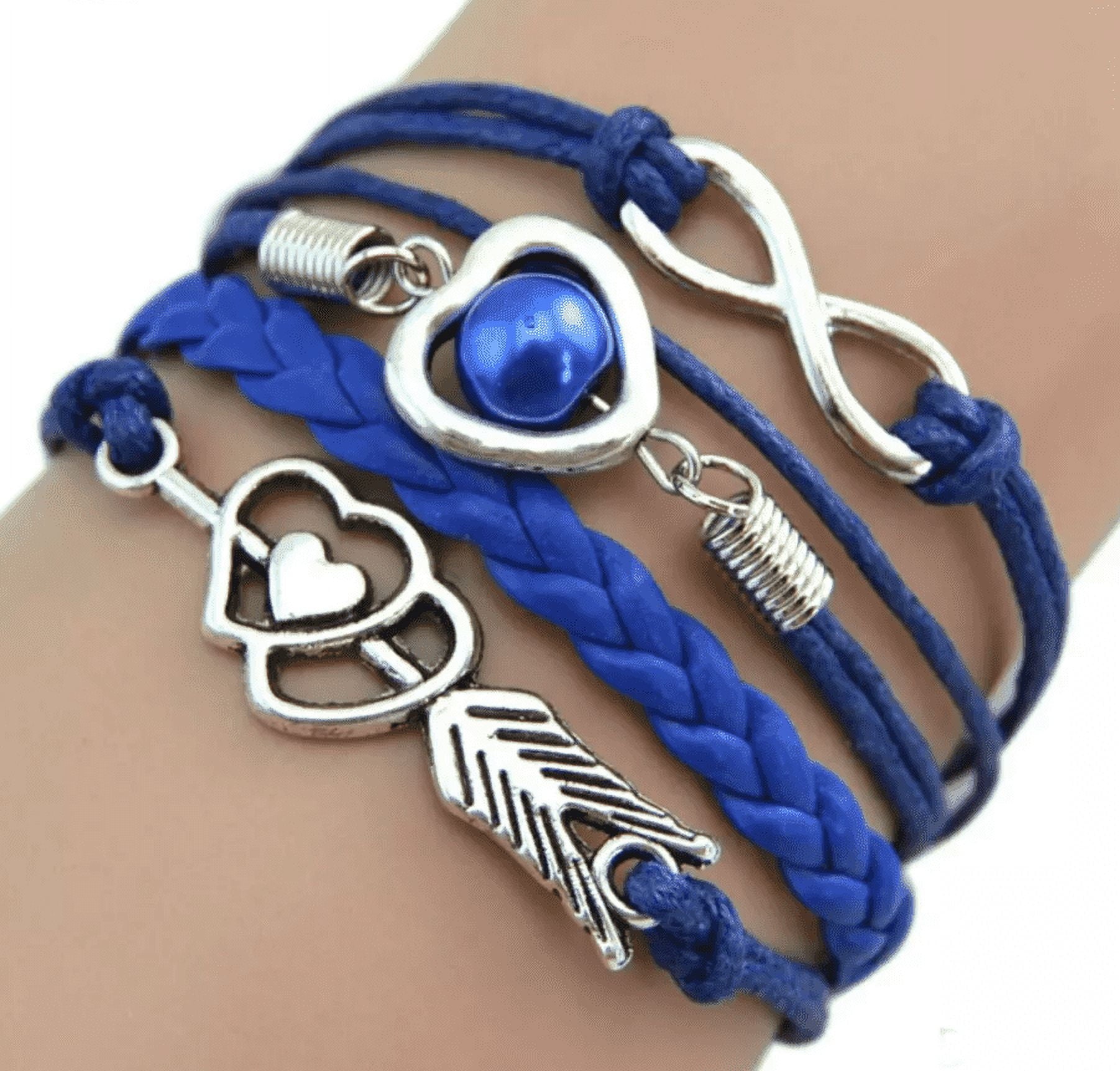 1. Friendship Leather Bracelet for Women &amp; Girls, Blue Adjustable Jewelry for Teen Girls