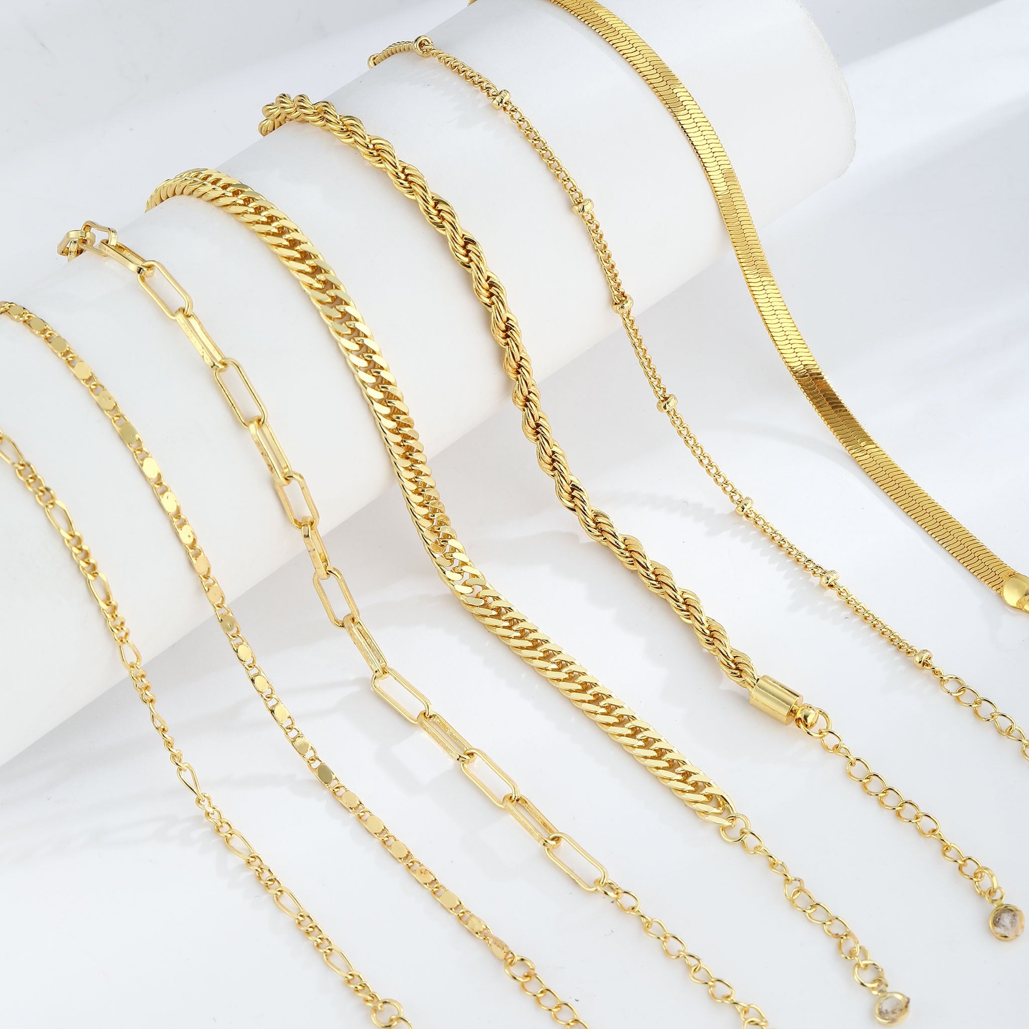 6PCS Bracelets for Women 14K Plated Dainty Layered Stacking Jewelry Set Gifts