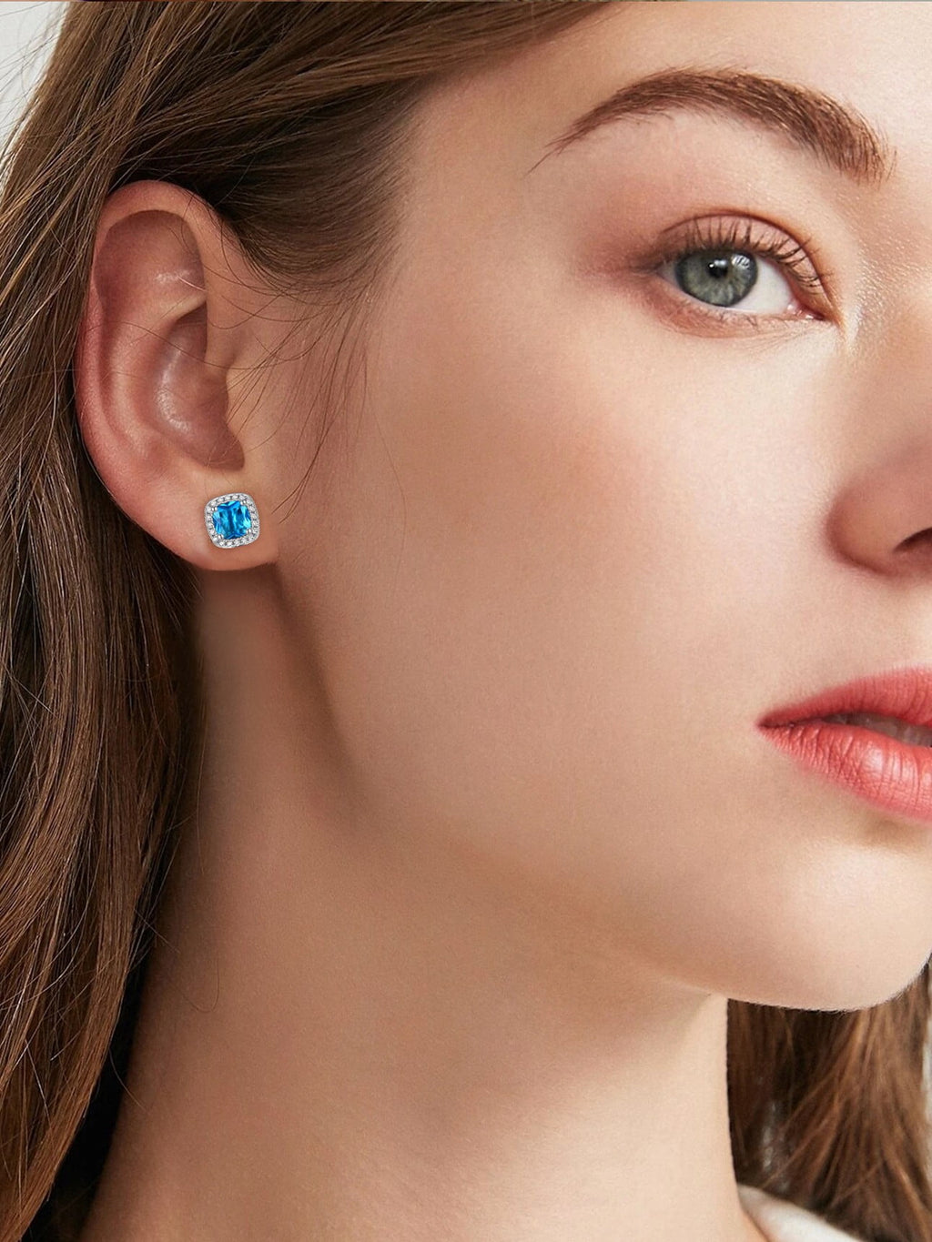 Stud Earrings for Women, 925 Sterling Heart Created Diamond Studs Earrings / Gifts - September