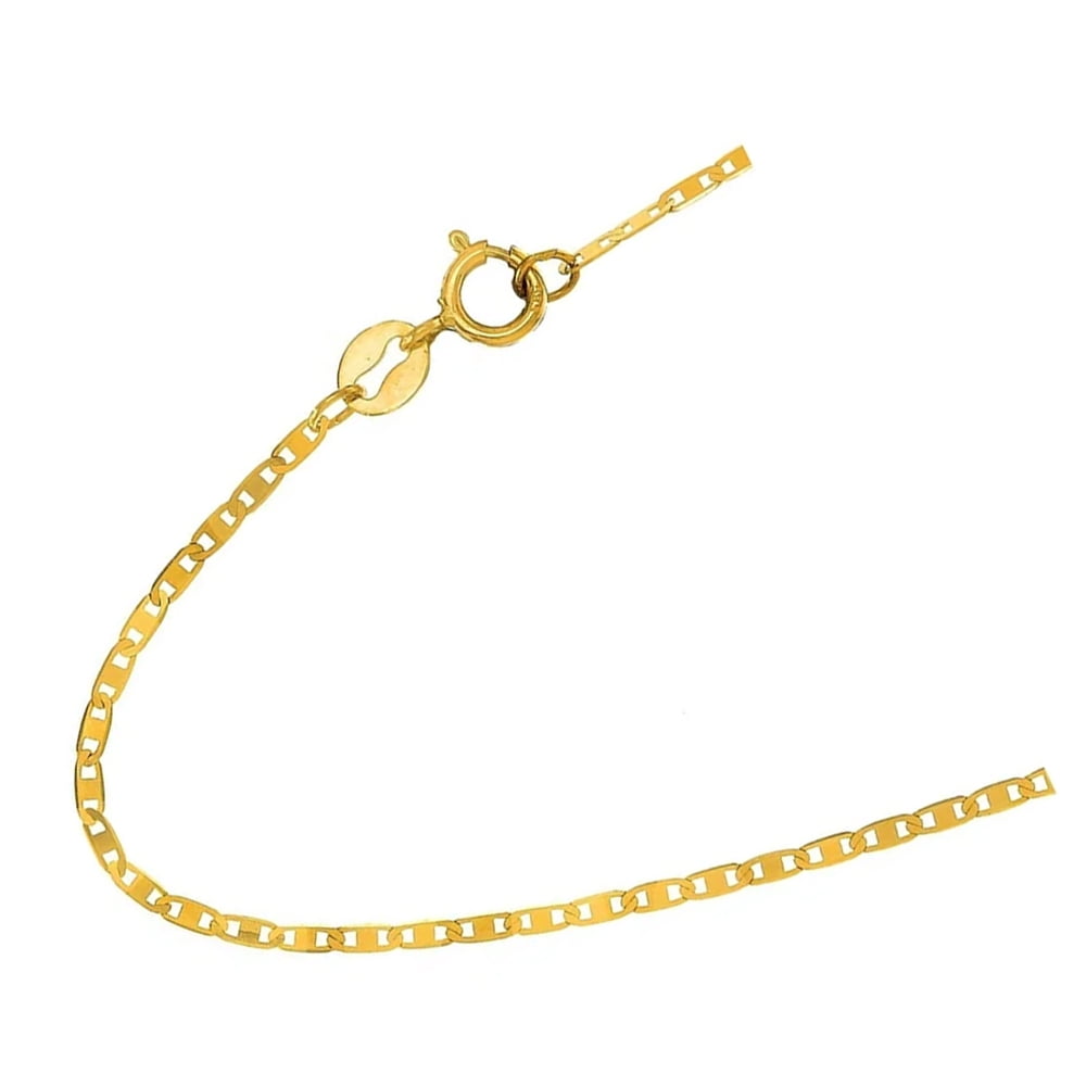 10k Solid Yellow 1.2mm Mariner Chain Necklace, Spring Ring Clasp