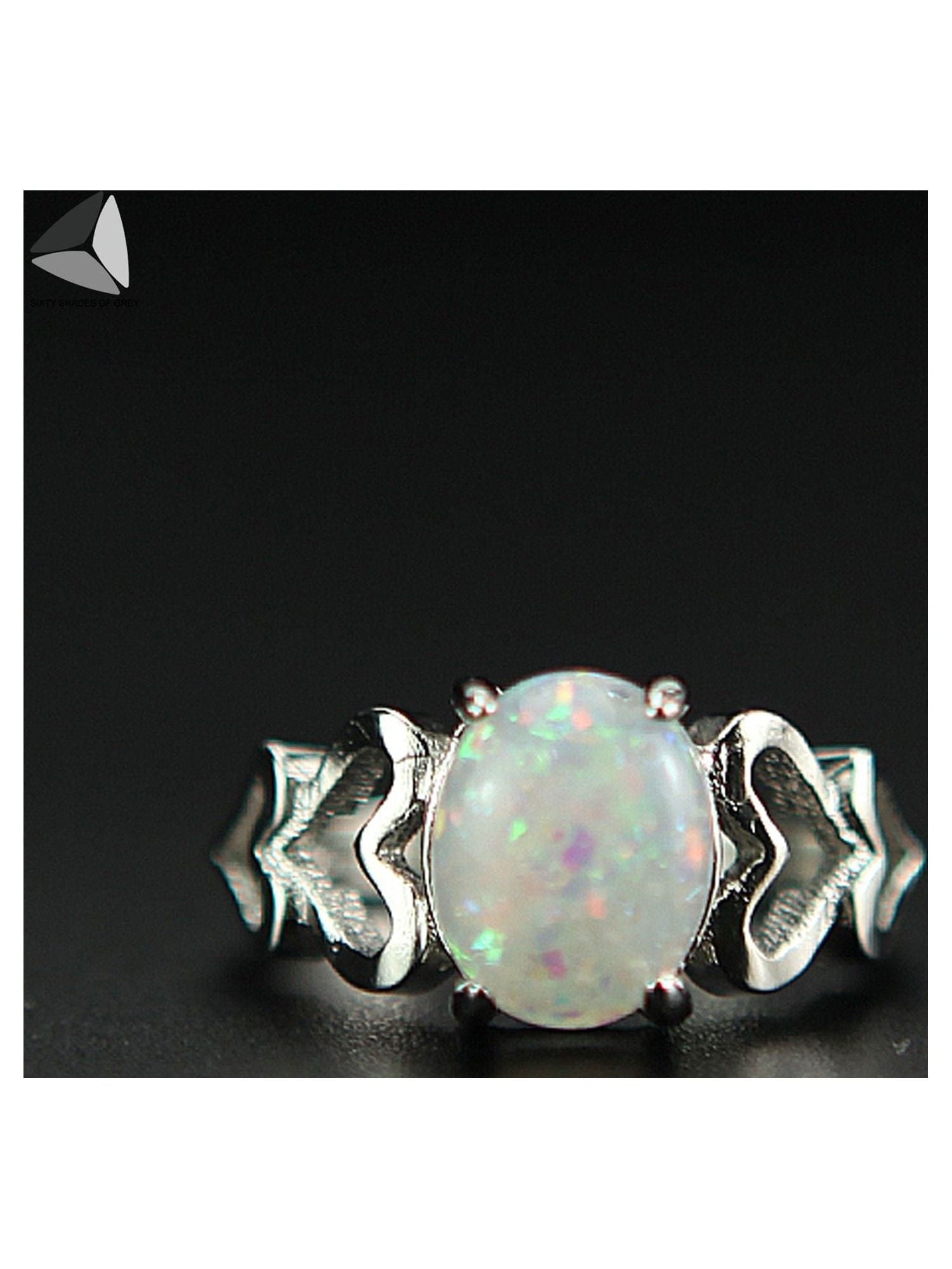 Created Oval White Opal Rings 925 Sterling Jewelry for Womens (Size 7)