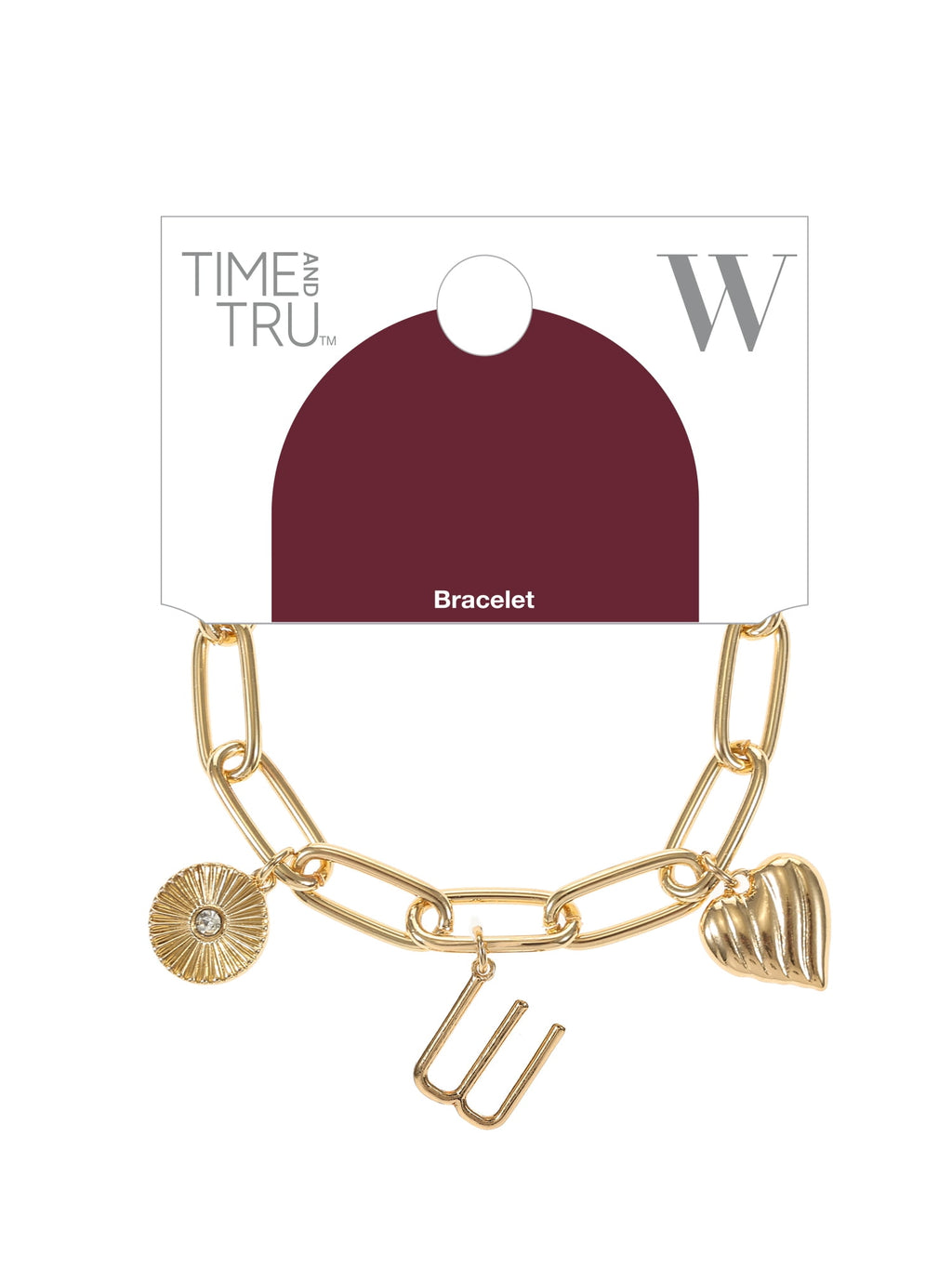 Goldtone Initial Charm Bracelet, Initial J