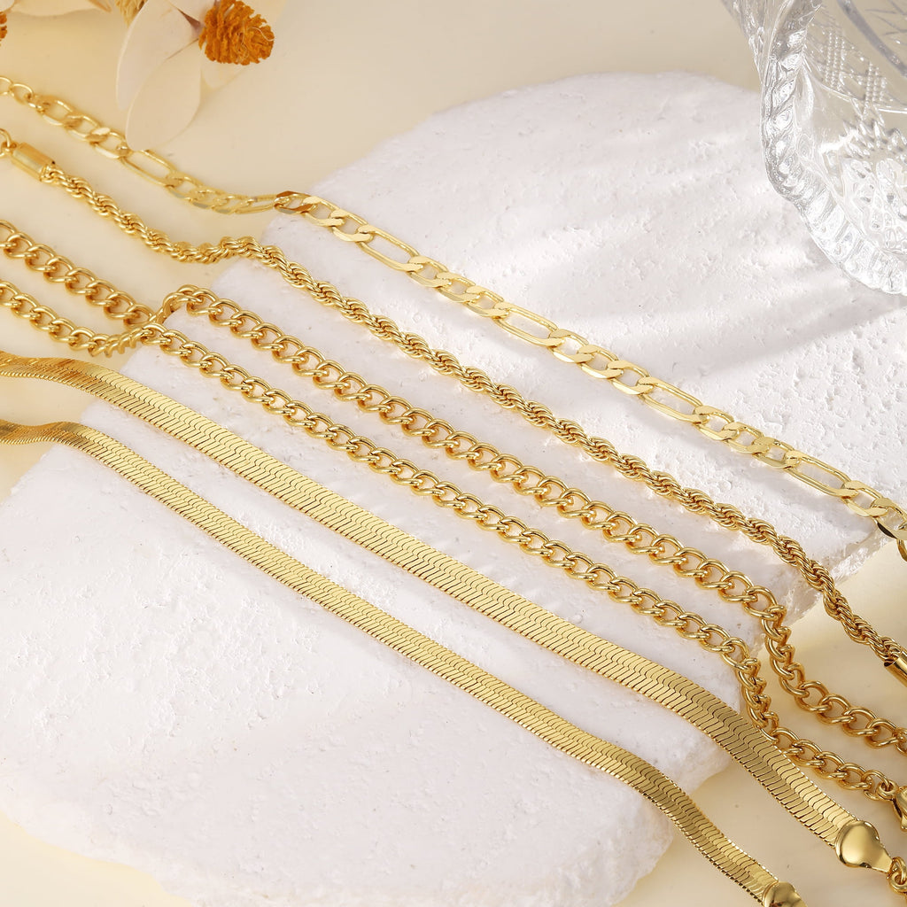 6PCS Bracelets for Women 14K Plated Dainty Layered Stacking Jewelry Set Gifts