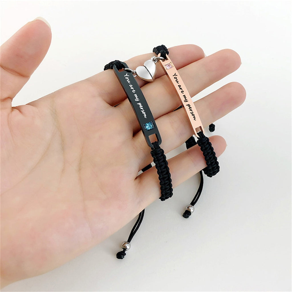 Magnetic Couples Bracelet, Adjustable Matching Macrame Bracelets, Stainless Steel Distance Relationship Bracelet, BF and GF Gifts