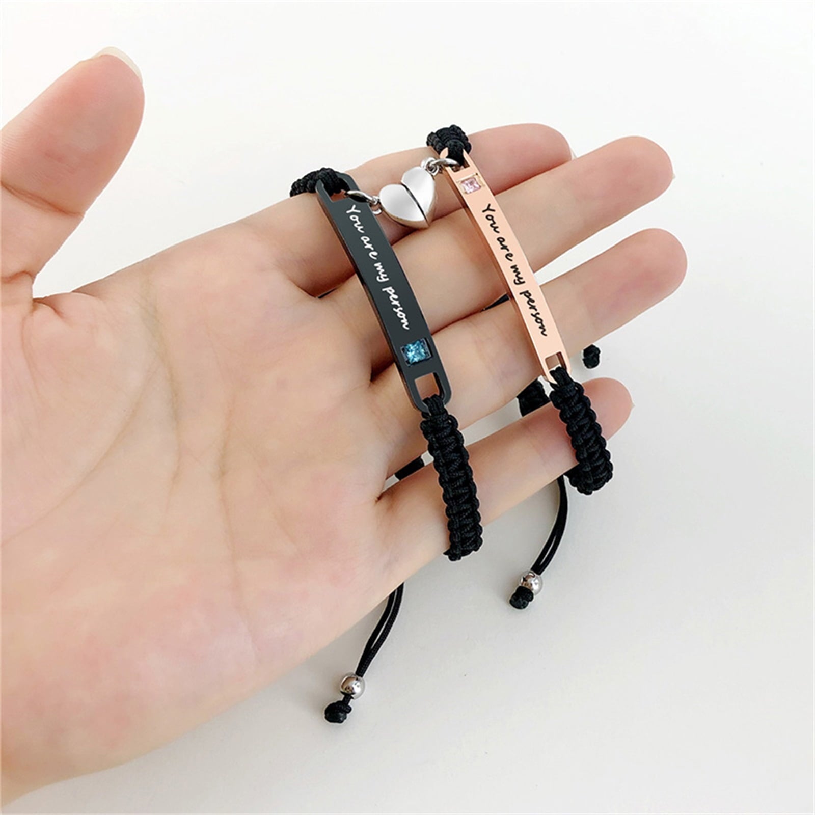 Magnetic Couples Bracelet, Adjustable Matching Macrame Bracelets, Stainless Steel Distance Relationship Bracelet, BF and GF Gifts