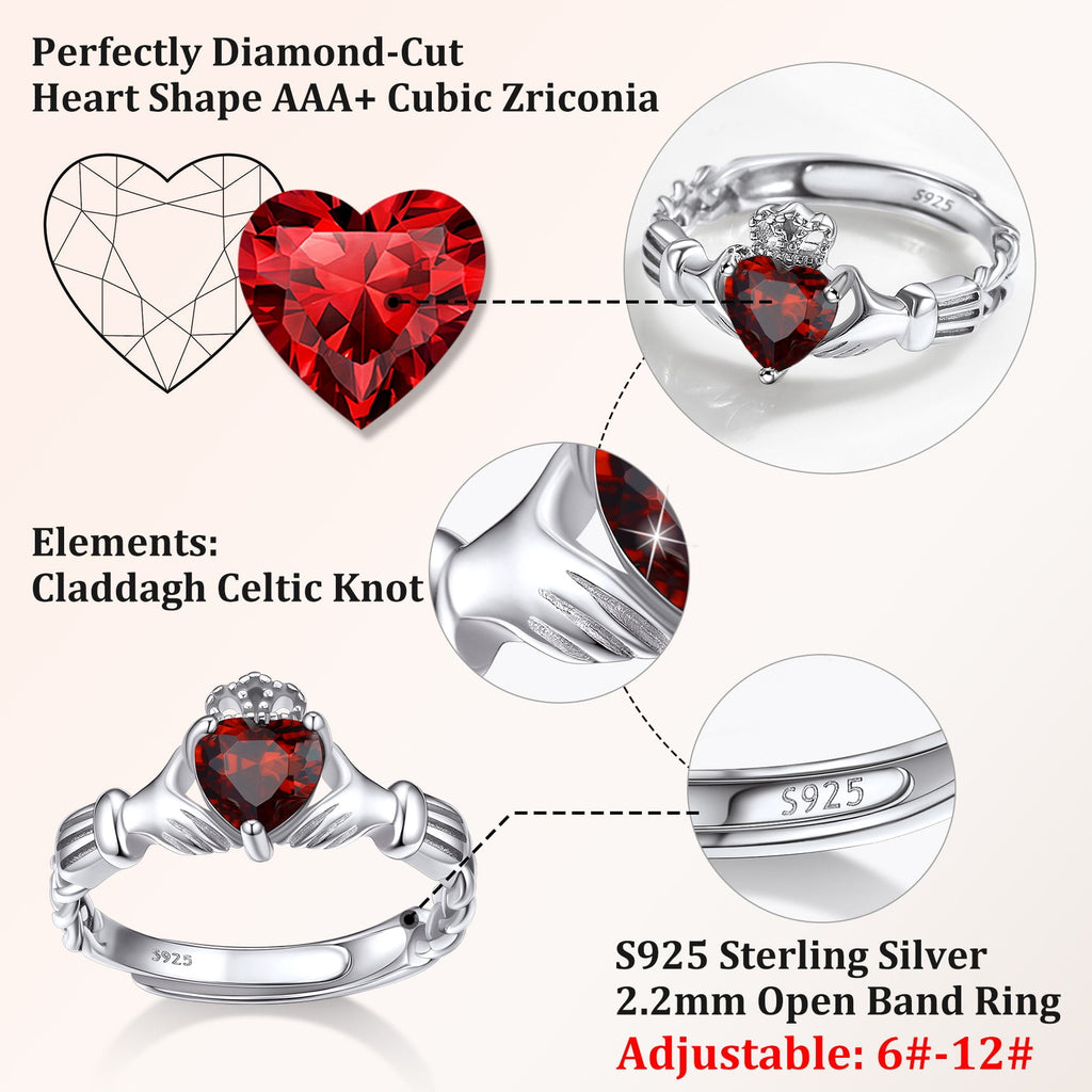Infinity Celtic Knot Rings for Women 925 Sterling Heart Rings October Pink Tourmaline Rings for Mom Daughter Wife Girlfriend