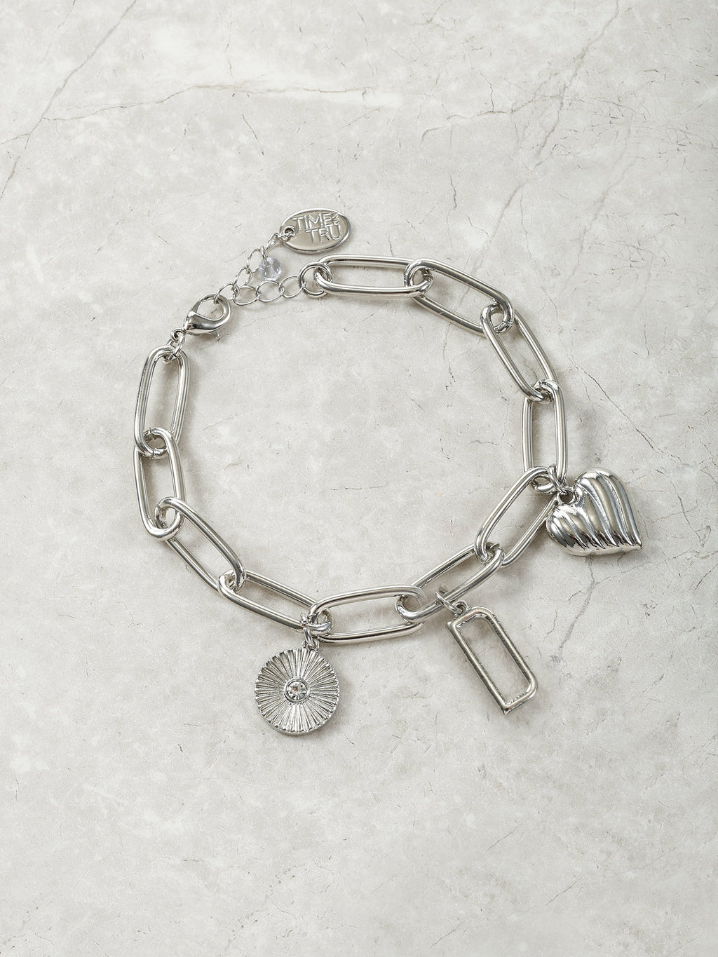 Silvertone Initial Charm Bracelet, Initial M