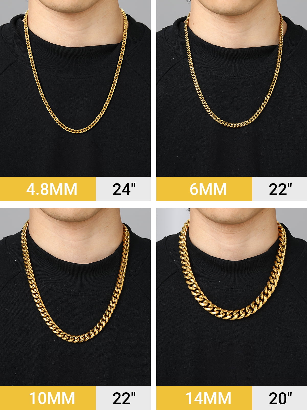 Cuban Chain for Men Black Plated 4.8mm Miami Cuban Necklace 18 Inch Hip Hop Mens for