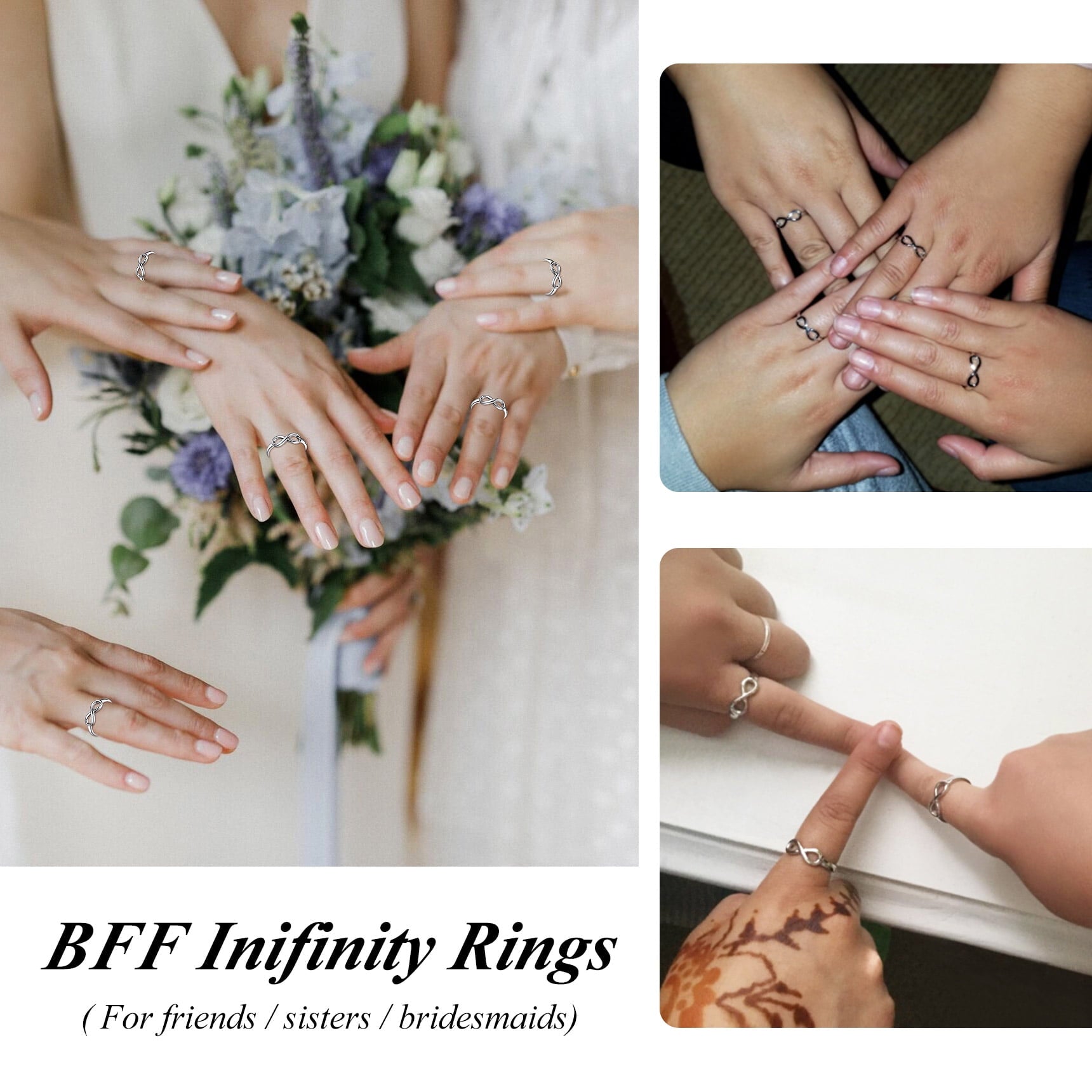 Created Diamond Engagement Rings for Women 925 Sterling Infinity Wedding Band Gifts Size 4-12