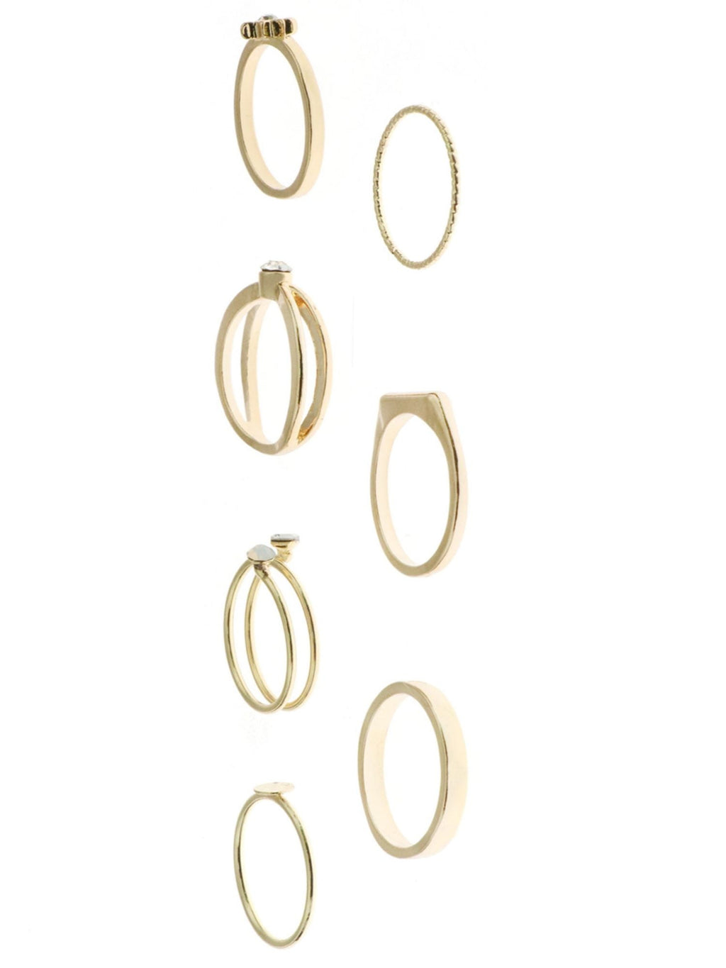 Delicate -Tone Stacking Rings Set, 7-Pack