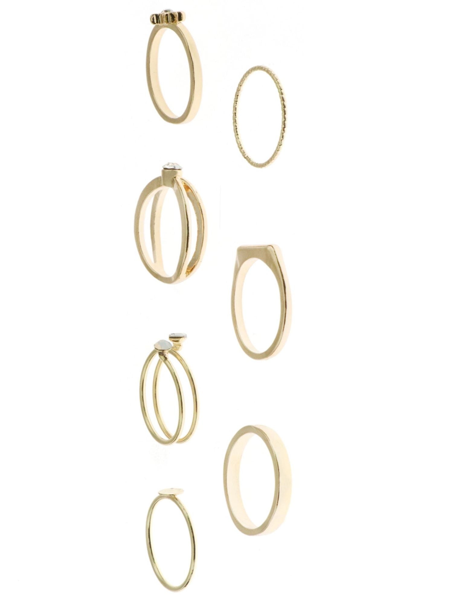 Delicate -Tone Stacking Rings Set, 7-Pack