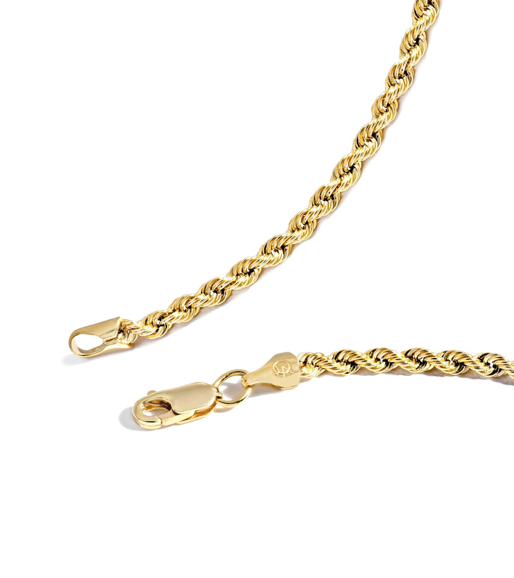 Chain Necklace Collection - 14K Solid Yellow Filled Rope Chain Necklaces for Women and Men with Different Sizes (2.1mm, 2.7mm, or 3.8mm)