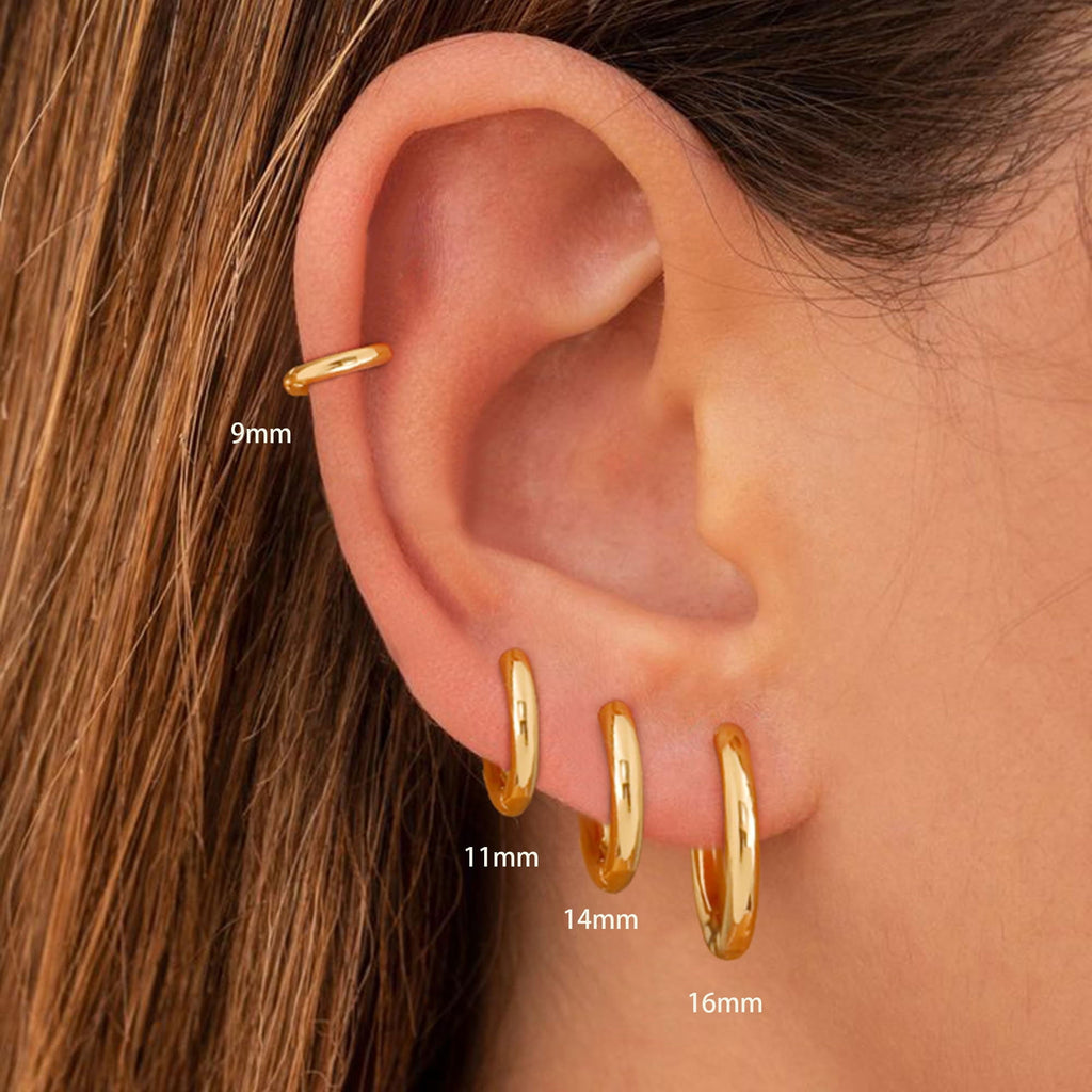 4 Pairs Hoop Earrings for Women CZ Small Huggie Cartilage Post Hypoallergenic Earrings Set for Multiple Piercing Valentines Day Jewelry Gifts Her Teen Mom Wife Lady Adults Ideas
