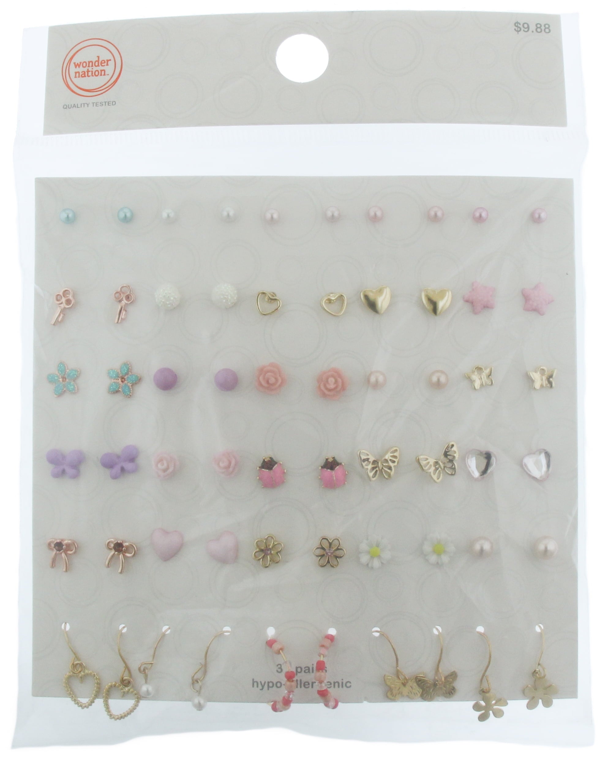 Kids Beaded Charm Earrings, 30 Count Multi-color