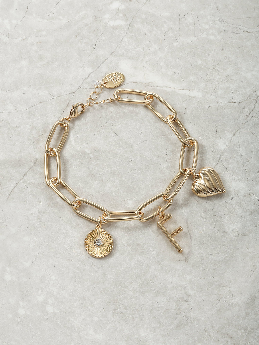 Goldtone Initial Charm Bracelet, Initial J