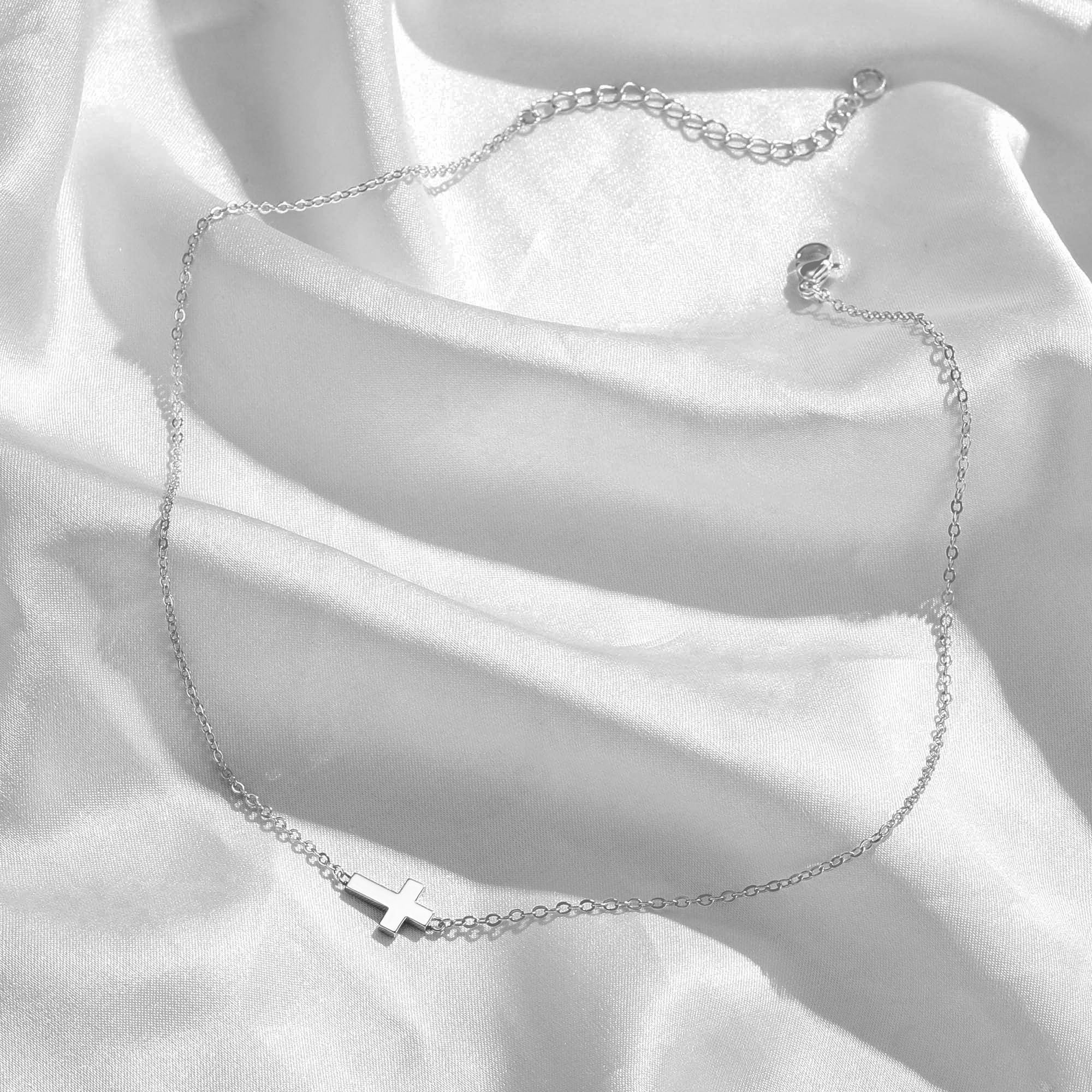 14K Plated Dainty Tiny Cross Pendant Necklace for Women Jewelry Personalizedt First Communion Christian Baptism Easter Gifts for Her Kid Girls