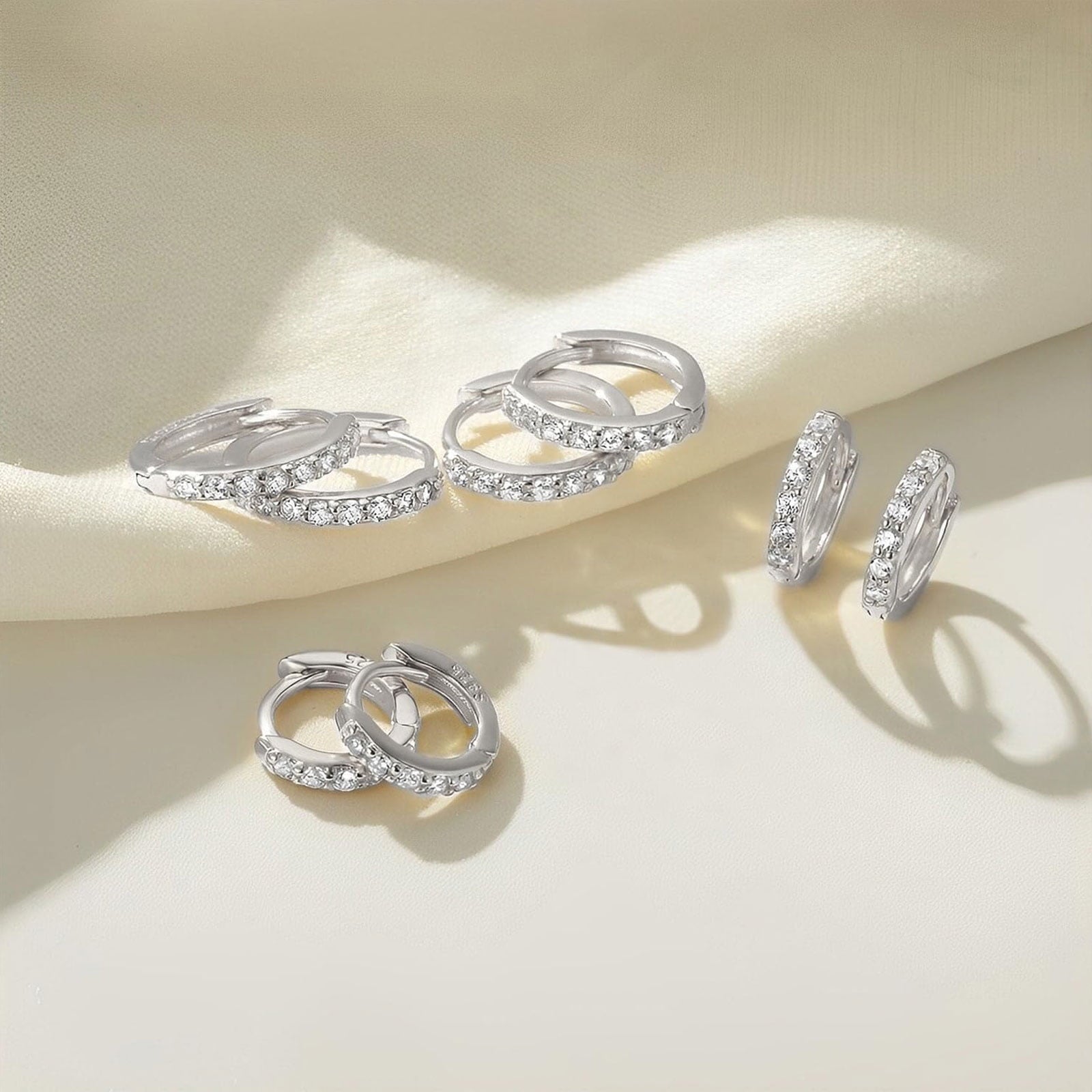 4 Pairs Hoop Earrings for Women CZ Small Huggie Cartilage Post Hypoallergenic Earrings Set for Multiple Piercing Valentines Day Jewelry Gifts Her Teen Mom Wife Lady Adults Ideas