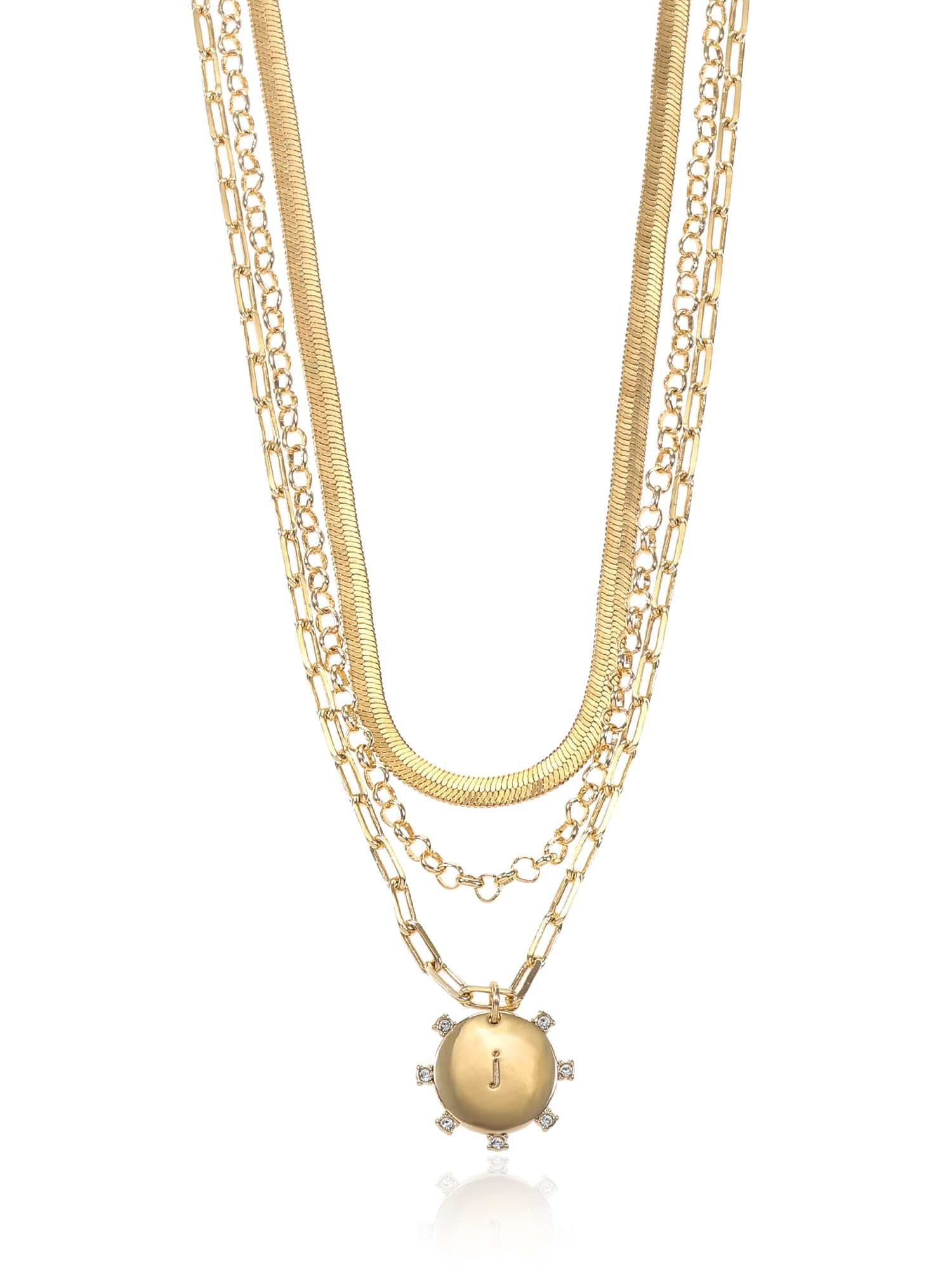 Goldtone Necklace, 3 Piece, Initial J