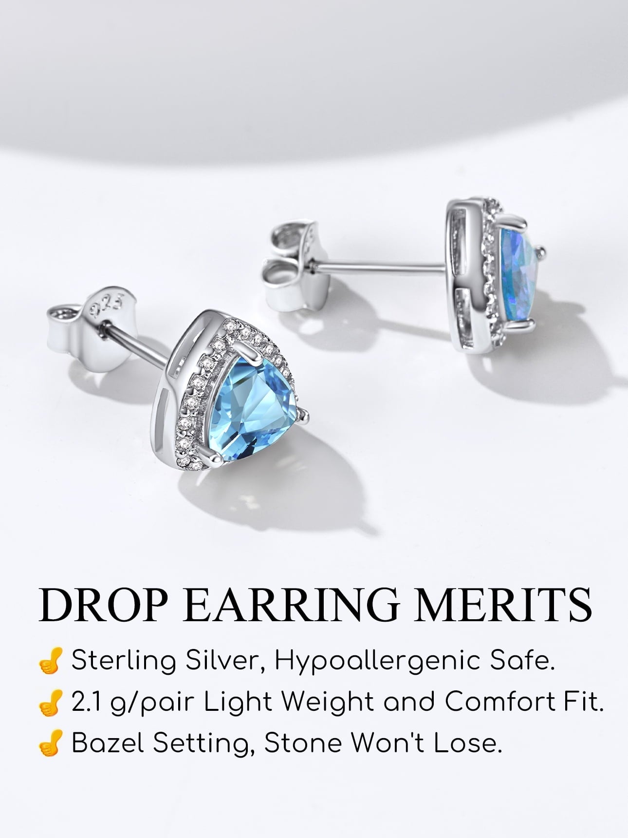 Stud Earrings for Women, 925 Sterling Heart Created Diamond Studs Earrings / Gifts - September