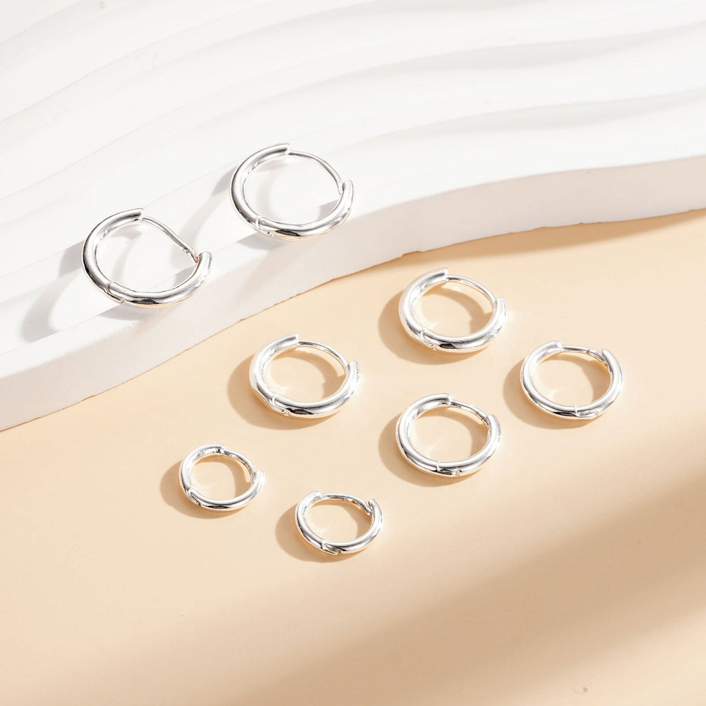4 Pairs Hoop Earrings for Women CZ Small Huggie Cartilage Post Hypoallergenic Earrings Set for Multiple Piercing Valentines Day Jewelry Gifts Her Teen Mom Wife Lady Adults Ideas