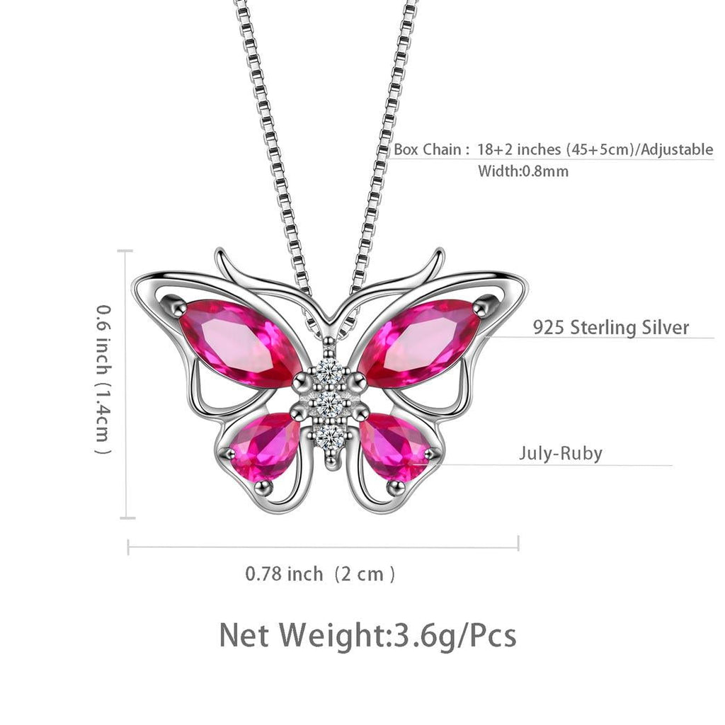 December Tanzanite Blue Butterfly Necklaces 925 Sterling Pendant Jewelry for Women Wife