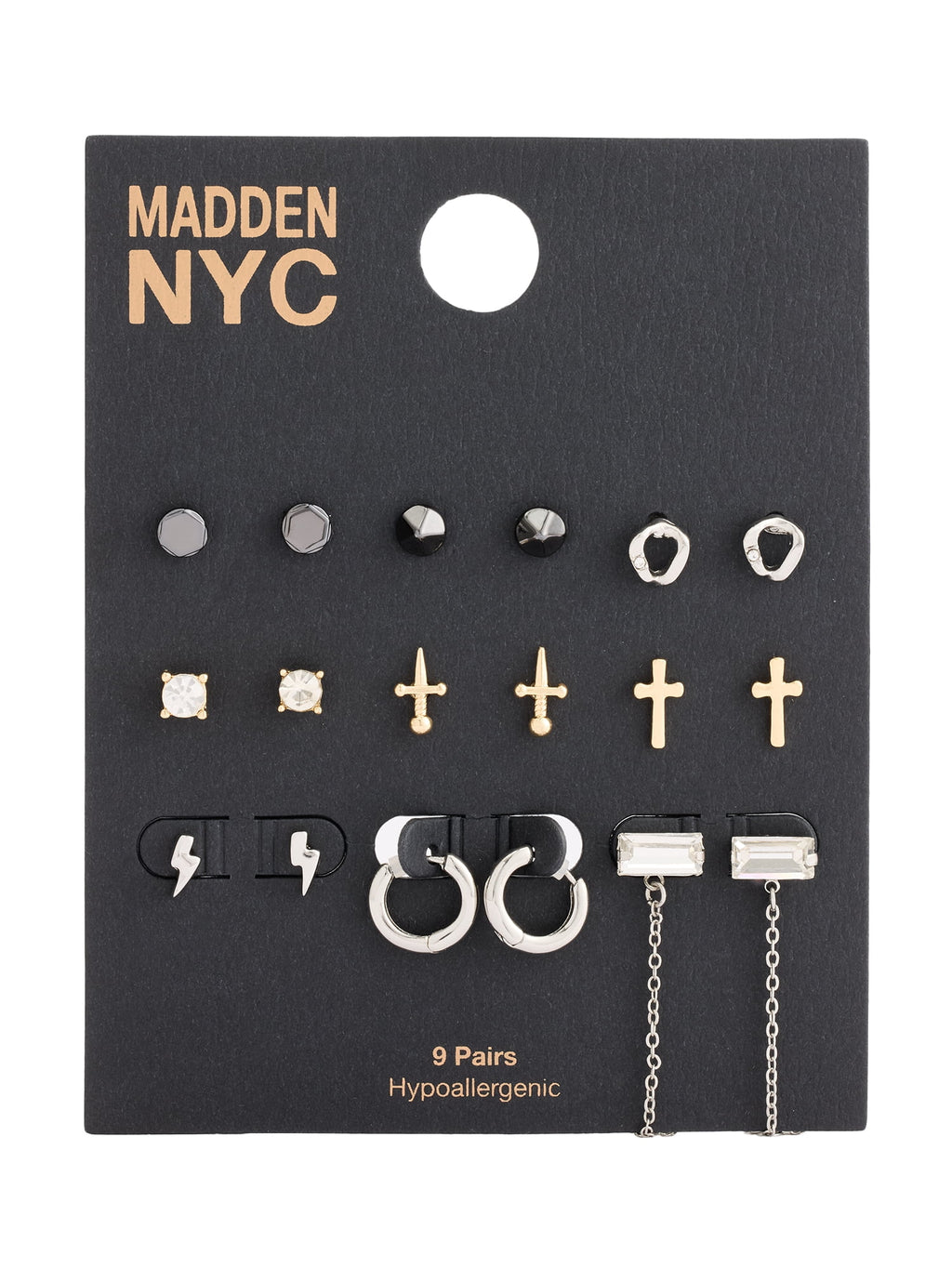 Women's Tone Western Mixed Stud &amp; Hoop 9-Piece Earring Set