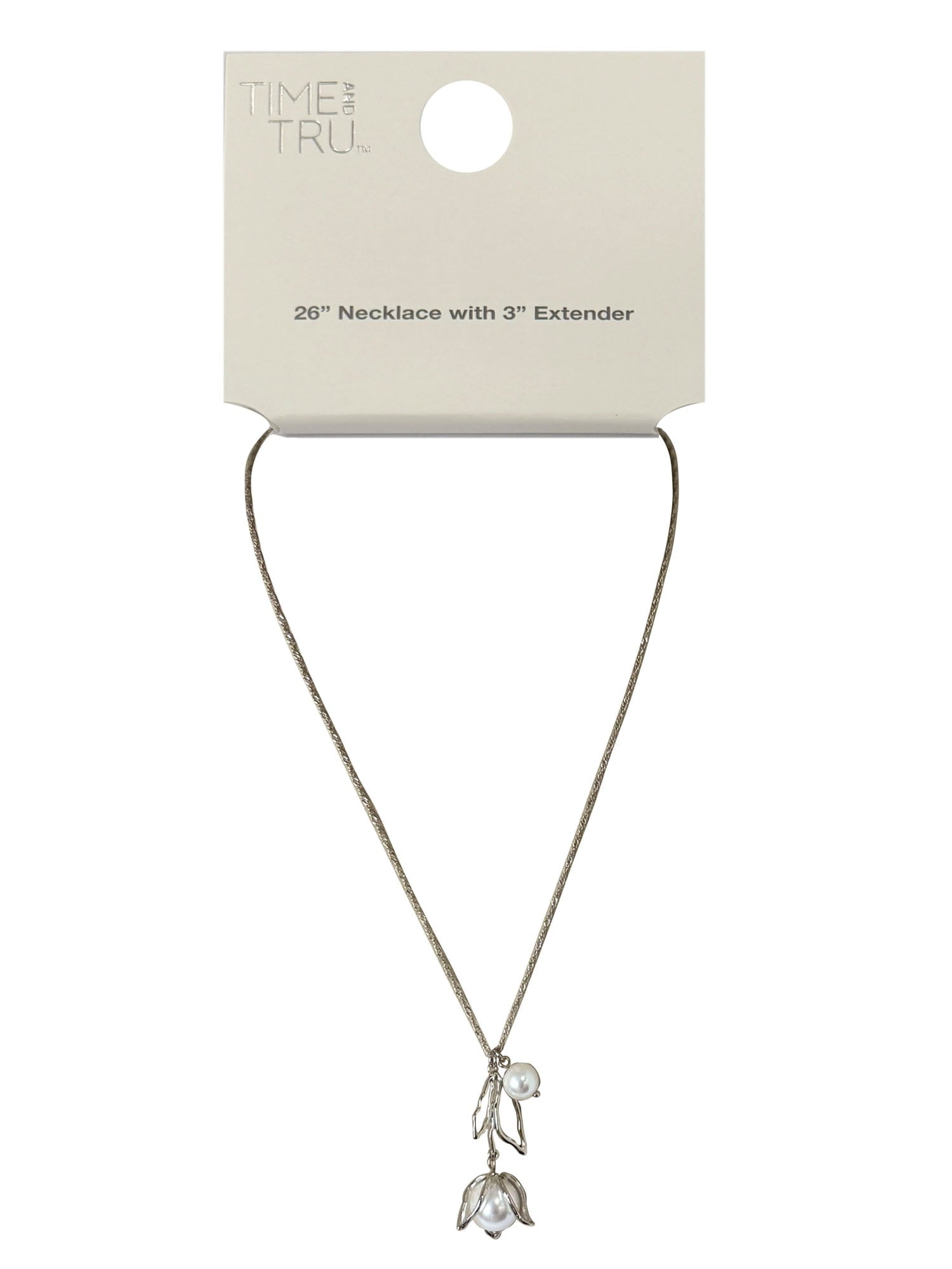 Plated Tulip and Pearl Drop Necklace for Female Adults and Teens