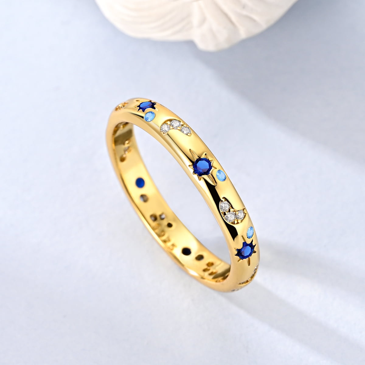Starry Night 925 Sterling Finger Ring Blue AAA CZ For Women Jewelry