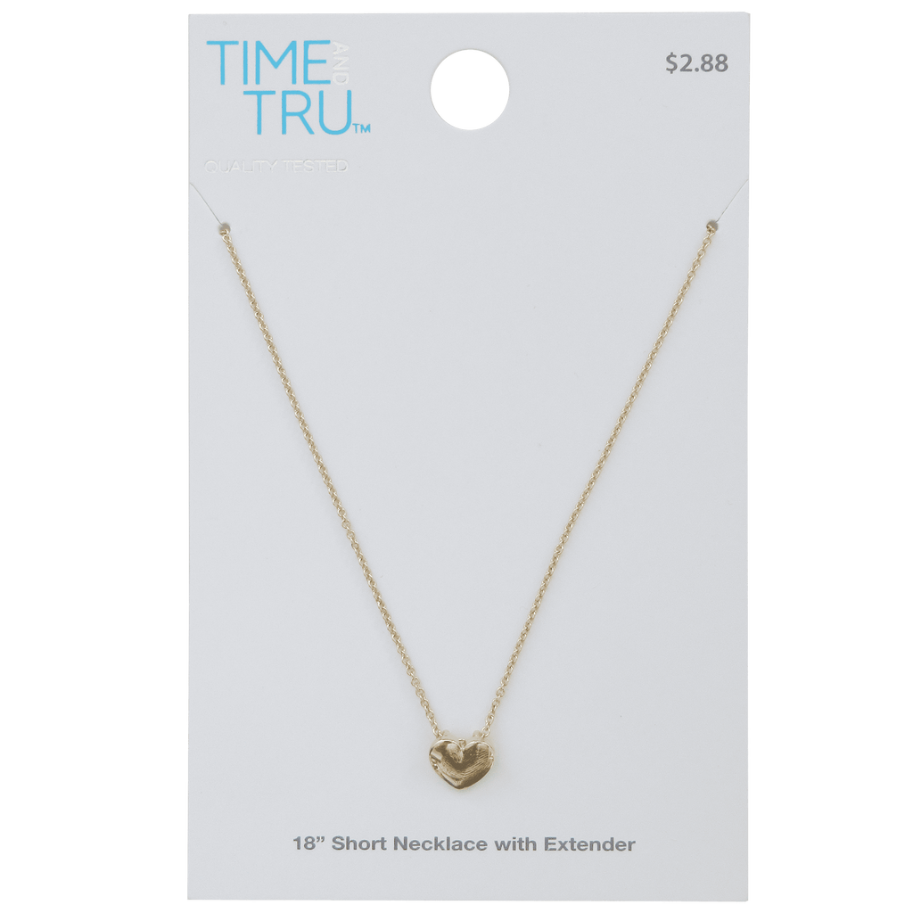 Women's Tone Heart Pendant Necklace 18" with Extender